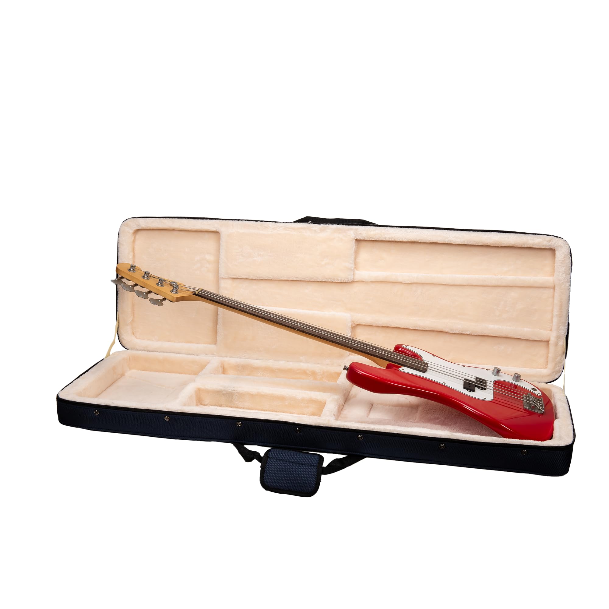 Crossrock Bass Guitar Foam Case for Precision & Jazz | Lightweight Blue Gig Bag with Plush Interior, Adjustable Fit & Storage (C