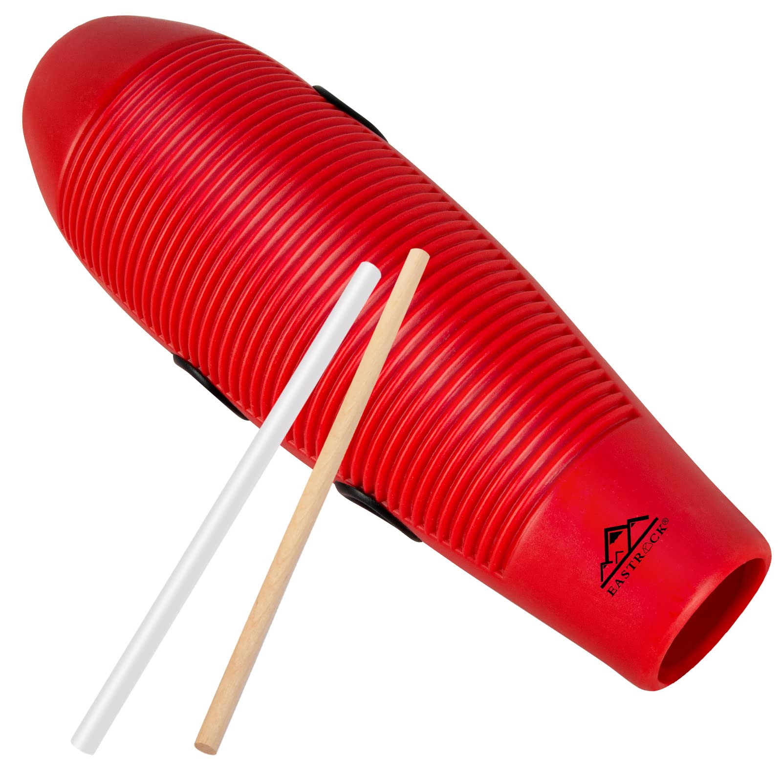 EASTROCK Guiro Instrument 3.9x13 Fish Shaped Latin Percussion Instrument with 2 Scrapers Red Guiro Instrument Musical Training T