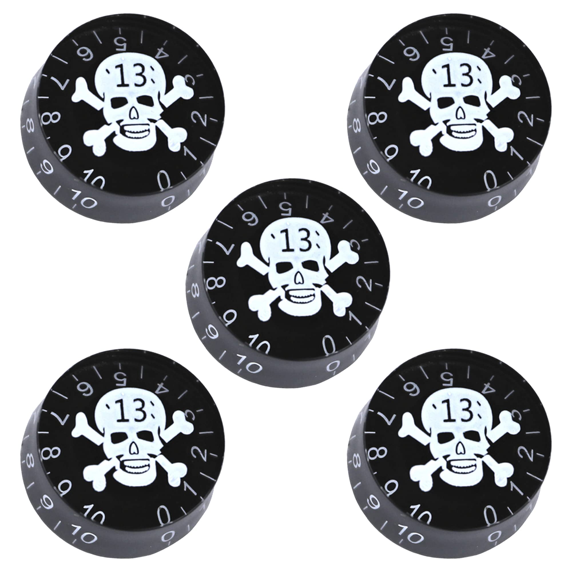 Yootones 5Pack Skull Head Guitar Speed Control Knobs Tone Volume Buttons Compatible With Lp Les Paul Sg Electric Guitar Bass (Wh