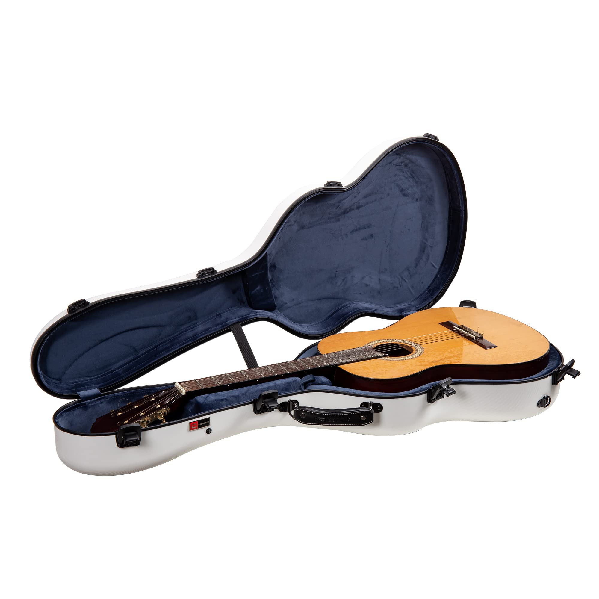 Crossrock Poly Carbon fits 4/4 Classical Guitars, Anti-Scratch Flight Case in White(CRF4020CWT)