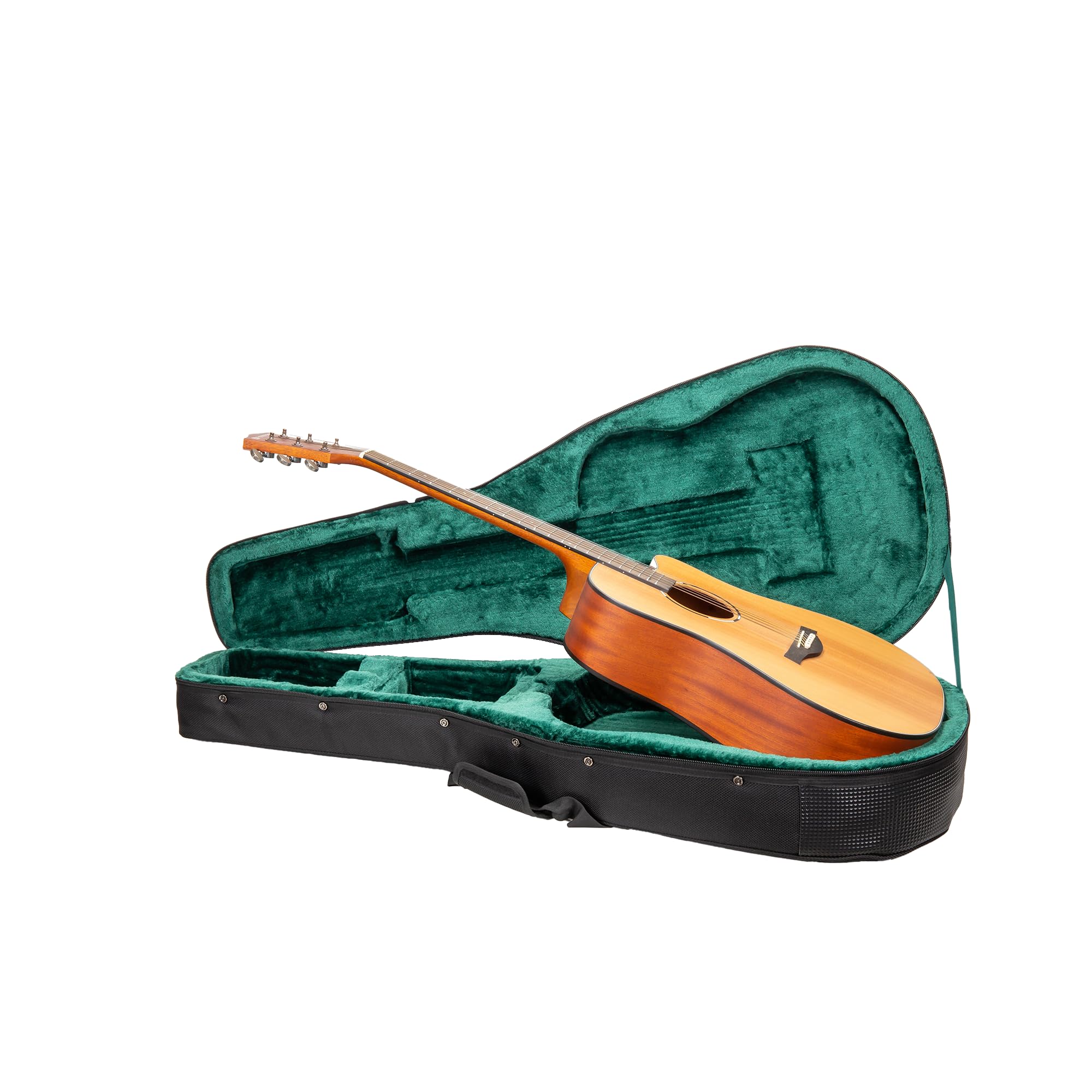 Crossrock Dreadnought Acoustic Guitar Foam Case | Lightweight Black Gig Bag with Rugged Exterior, Plush Interior & Storage Pocke