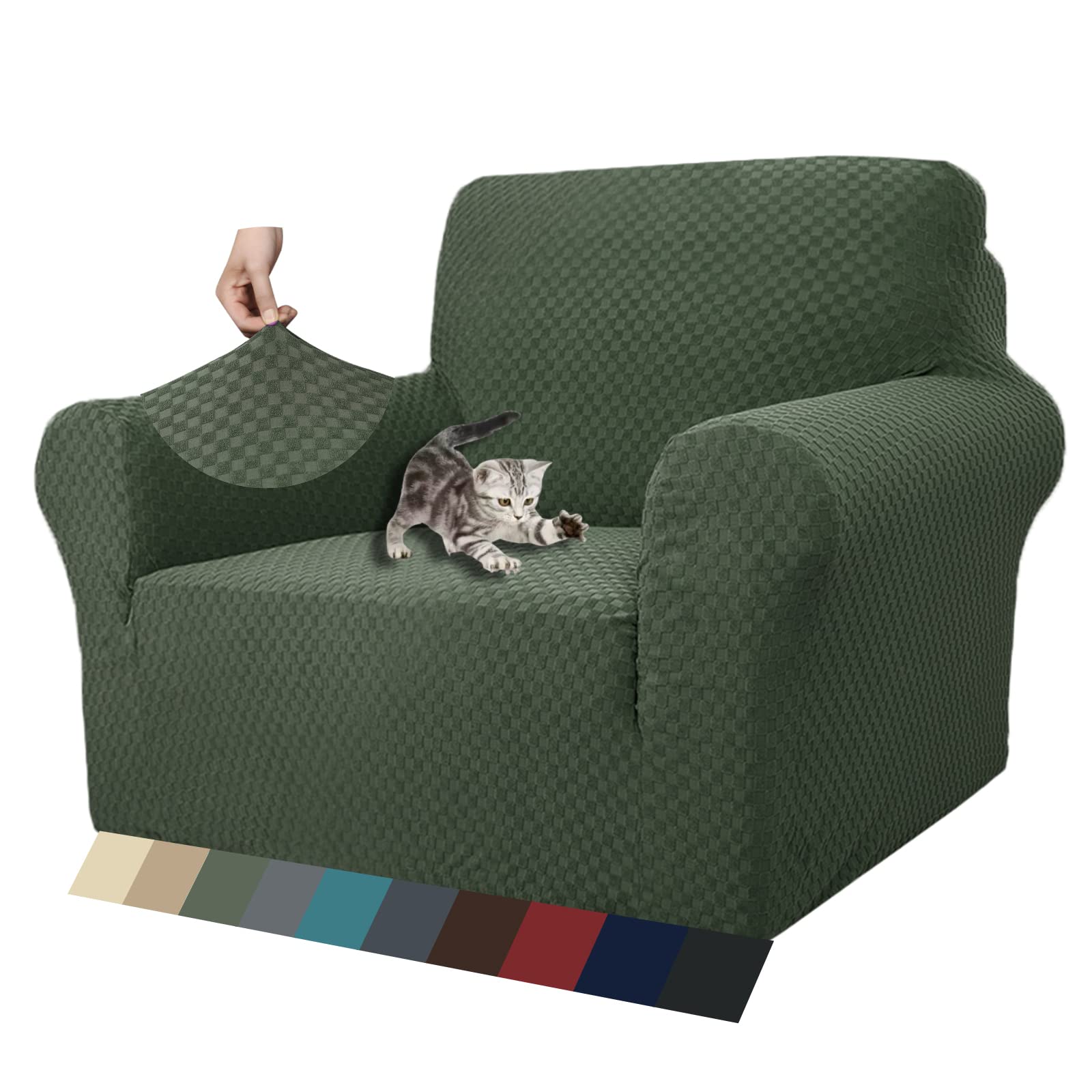 Znsayotx 1 Piece Jacquard Chair Slipcovers For Living Room High Stretch Chair Covers With Arms Anti Slip Pets Friendly Couch Sof