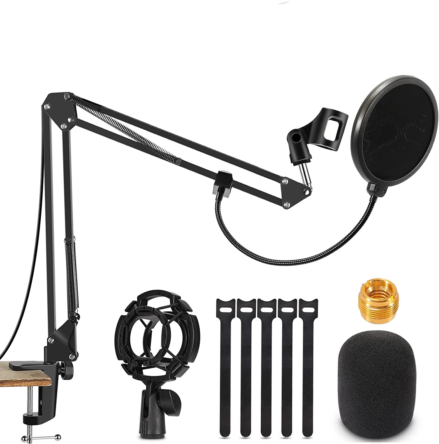 Audio Array Aa-06 Microphone Boom Arm With 35Cm+35Cm=70Cm Adjustable Suspension Scissor Arm Stand, Shock Mount, Base Clamp, Pop-