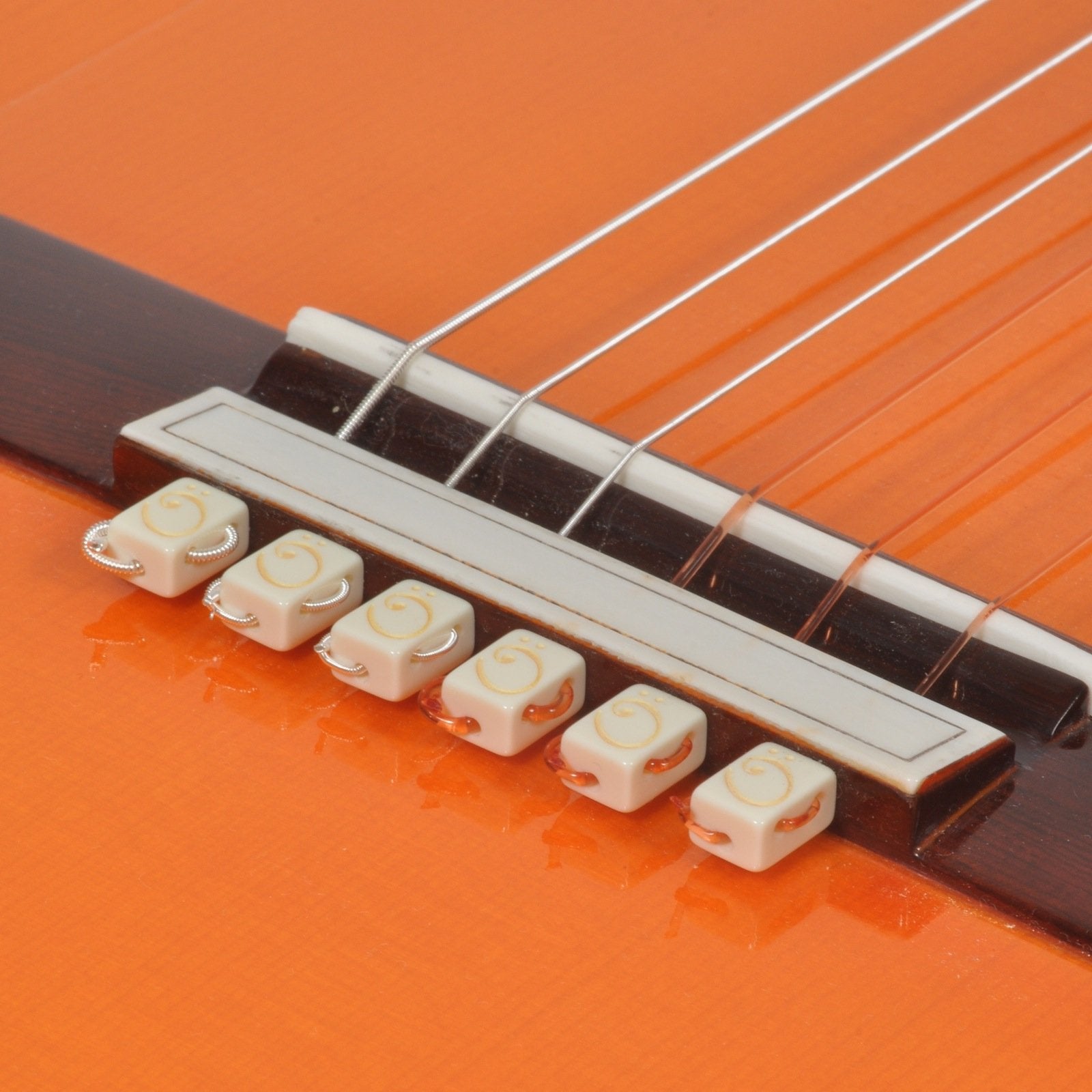 Tenor String-Tie Tailpiece BridgeBeads Set for Classical or Flamenco Spanish Guitar, PEARL BONE WHITE Color Bridge Beads.