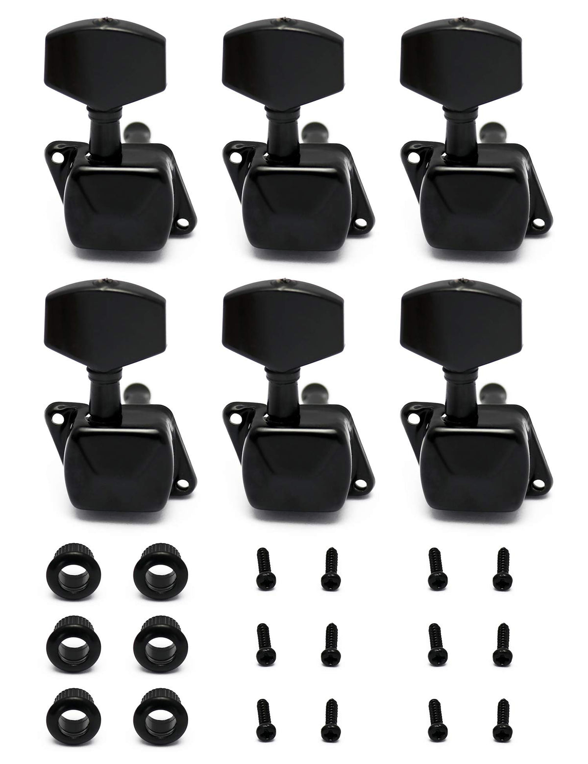 Metallor Semiclosed String Tuning Pegs Machine Heads Tuners 6 In Line Right Hand Electric Acoustic Guitar Parts Replacement Set