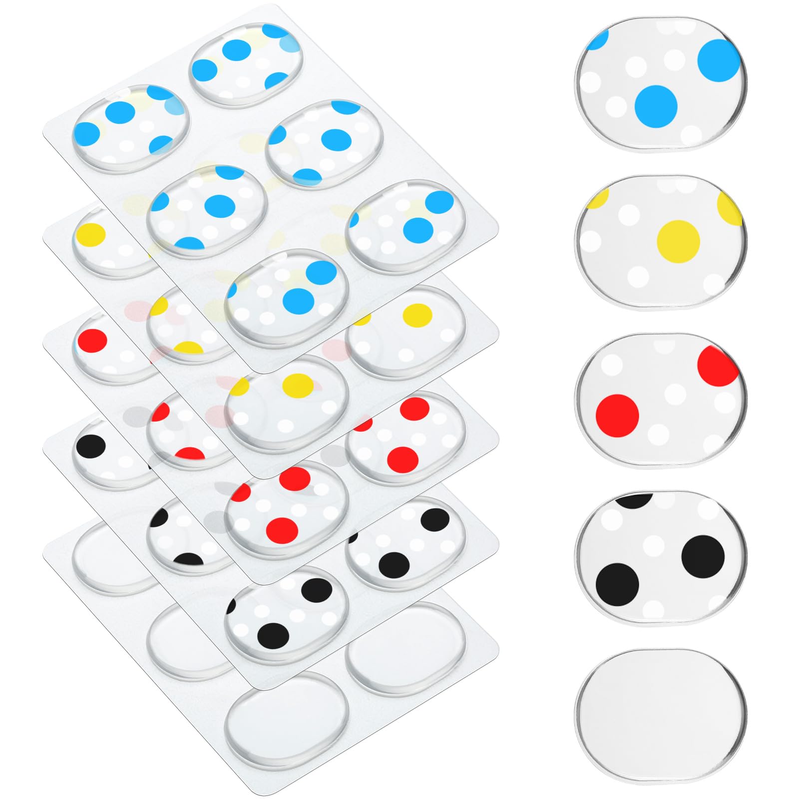 Fiada 30 Pieces Drum Dampeners Gels Silicone Gel Pads Soft Drum Dampeners for Drums Cymbals Tone Control (Clear with Colored Dot