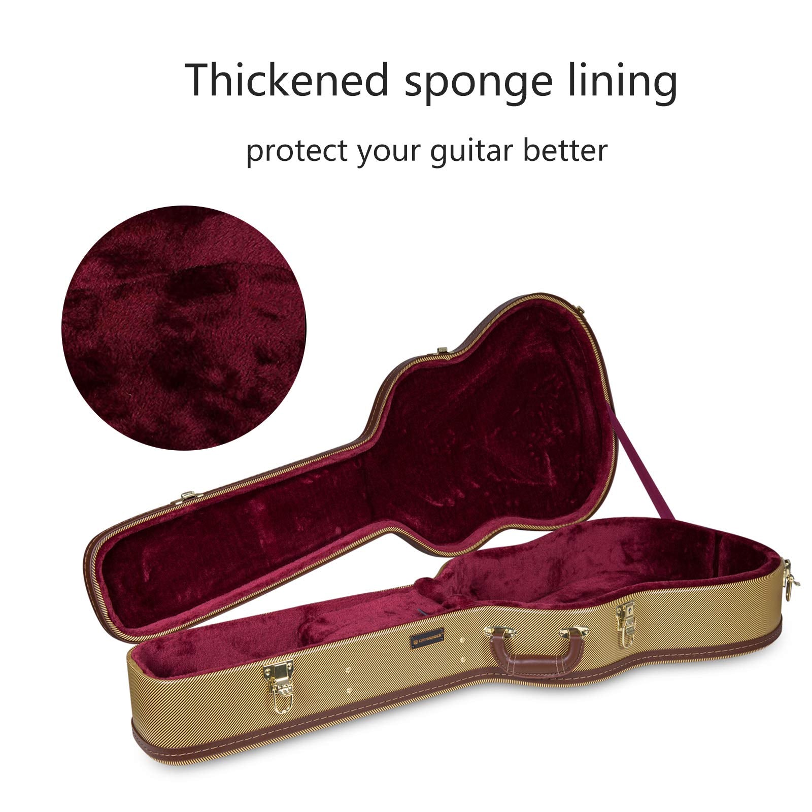 Crossrock Dreadnought Guitar Case for Martin D28, compatible to Taylor Grand Auditorium-Hard-Shell Wooden Case-Vinyl Tweed (CRW6