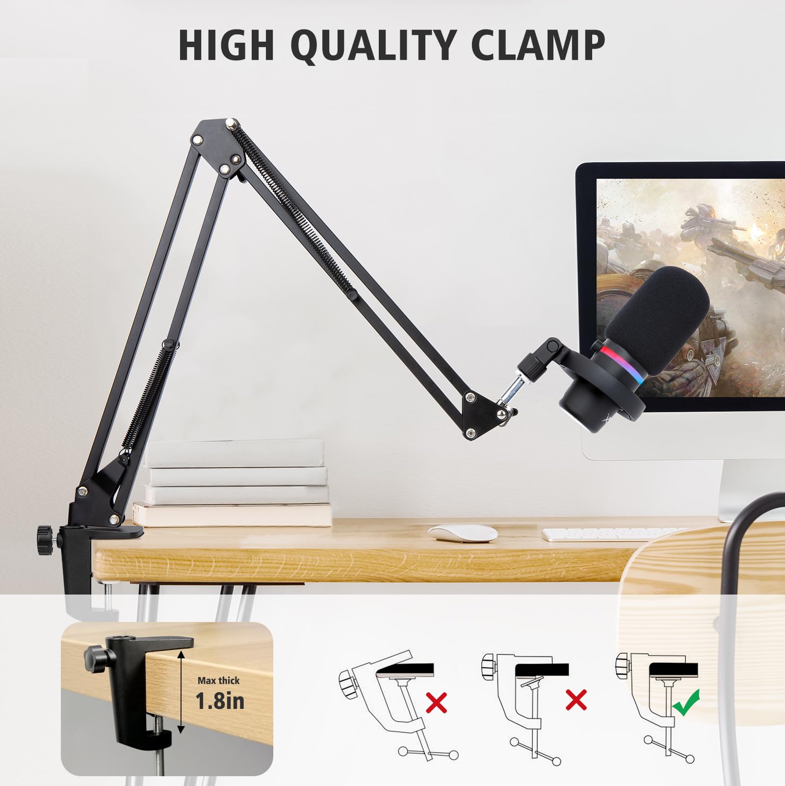 HyperX DuoCast Boom Arm - HyperX Microphone Arm Compatible with HyperX DuoCast, Mic Arm with Microphone Cover, Improve Sound Qua