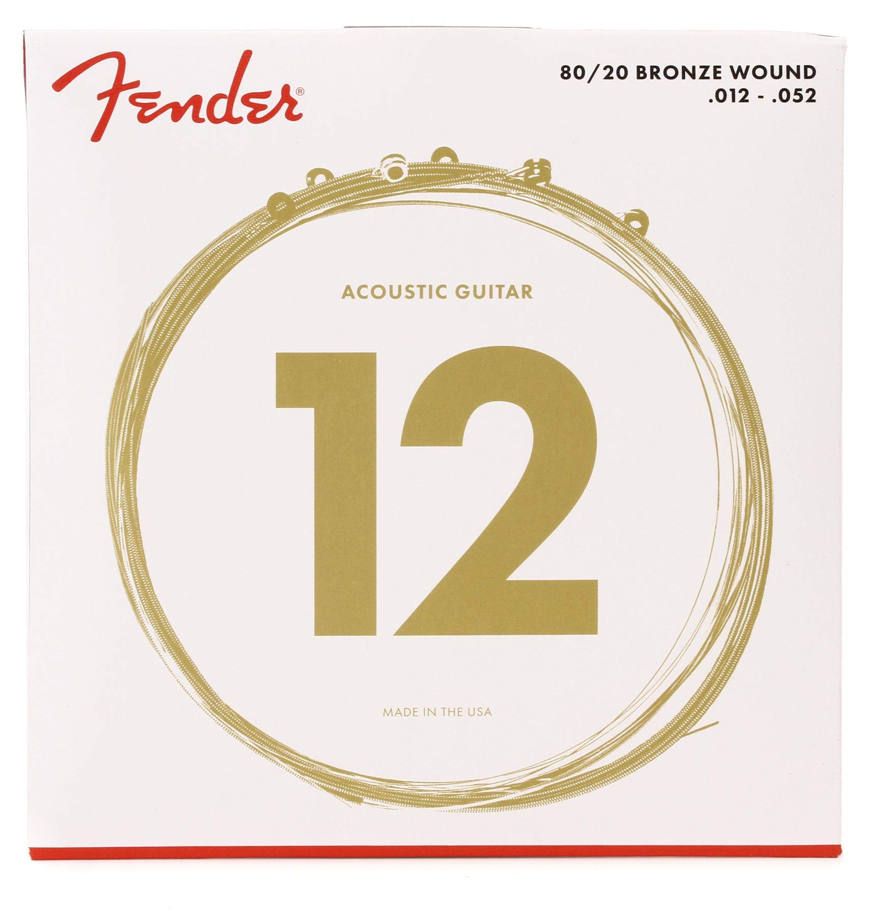 Fender 80/20 Bronze Acousitc Guitar Strings, Ball End, 70L .012-.052
