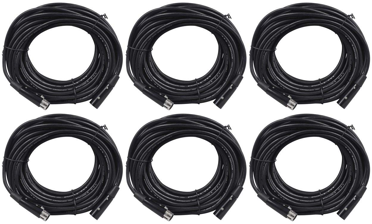 Rockville RDX5M50 50 ft 5-Pin Male-Female DMX Lighting Cable 120 Ohm, 100% OFC Copper, Nickel-Plated Connectors, EMI/RFI Shieldi