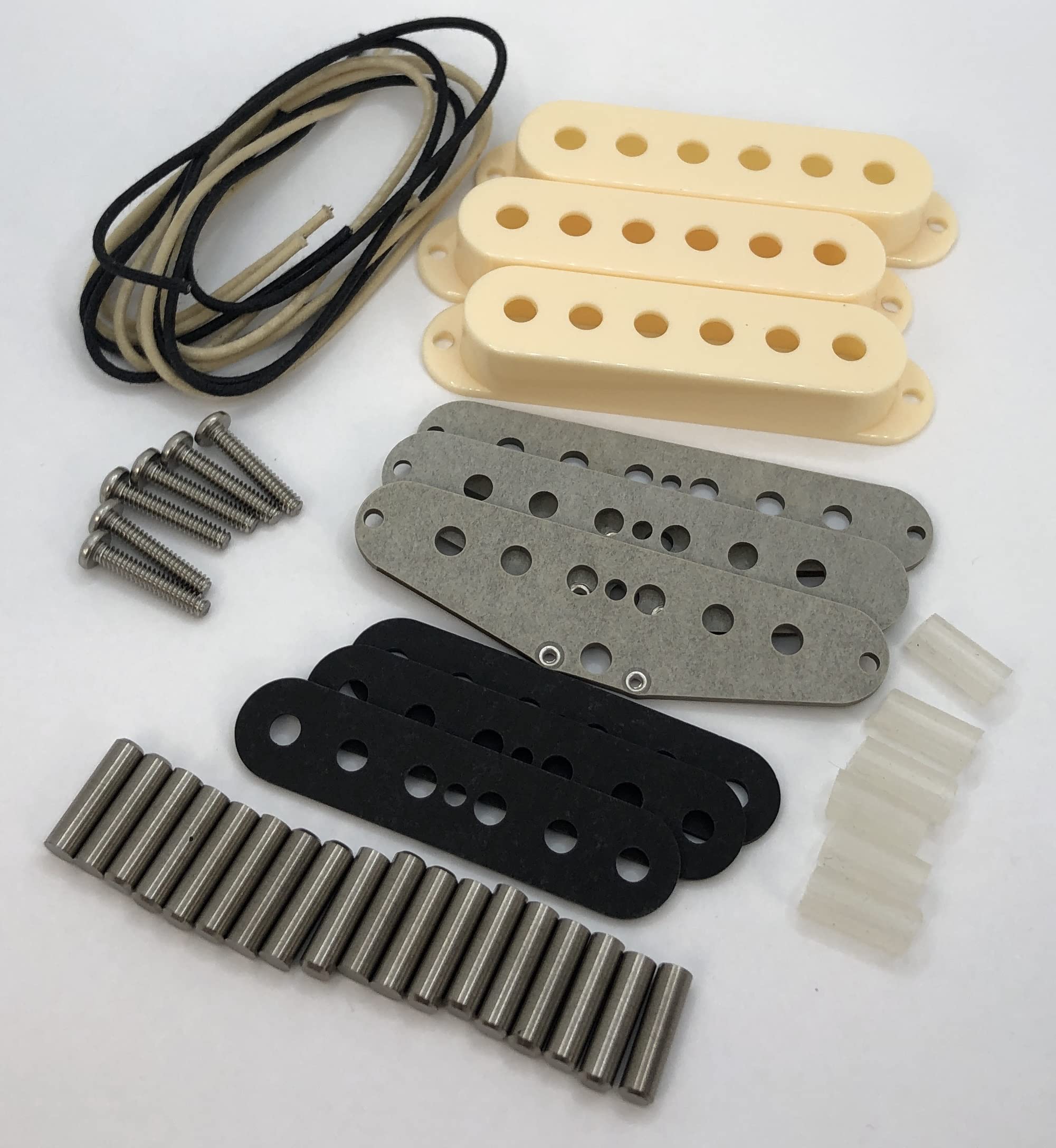 Pickup Winders Modern Single Coil Strat Pickup Set Winding Kit with Aged White Covers - Grey - 3 bobbins