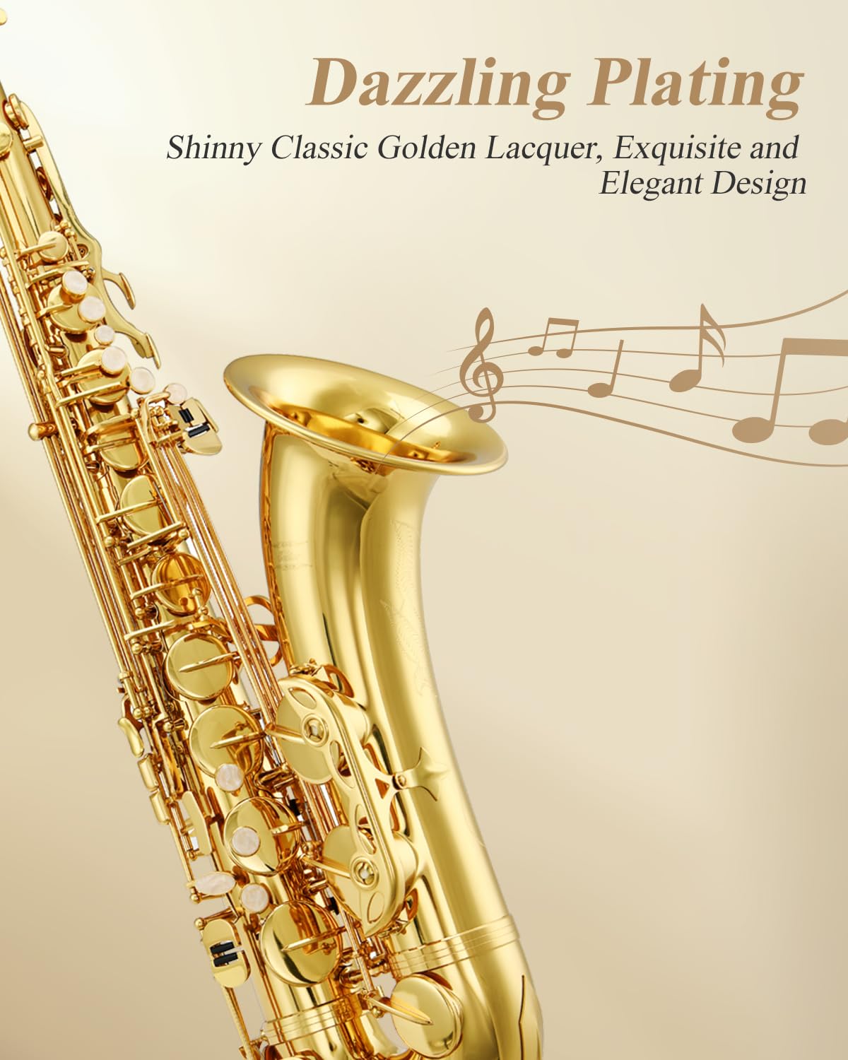 Eastar Tenor Saxophone Student Tenor Saxophone Bb Tenor Sax B Flat Gold Lacquer Beginner Saxophone With Cleaning Cloth,Carrying