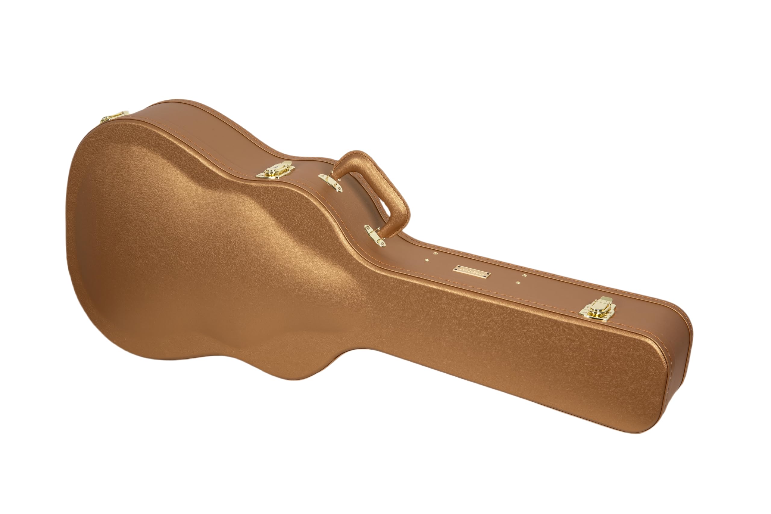 Crossrock Wooden Dreadnought Guitar Case for Martin D-28 / Taylor Grand Auditorium | Luxury Gold Faux Leather, Burgundy Velvet I