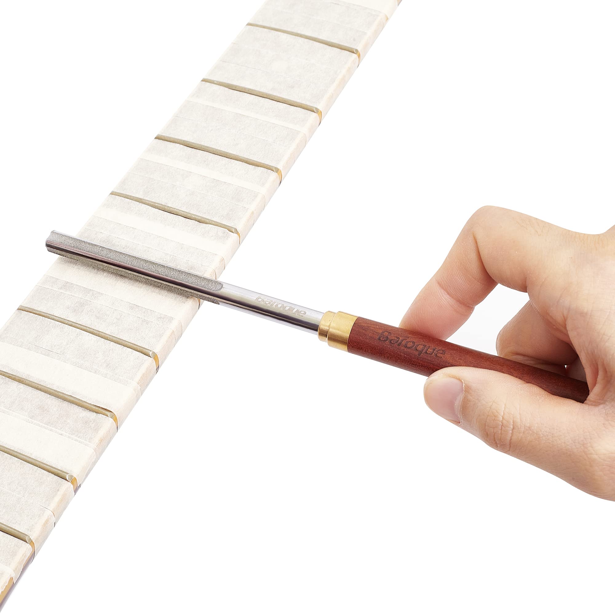 Guitar Fret Crowning Edge File with 3 Crowning Grooves & 1 Full Flat Grit Side, Mini Diamond Guitar Fret End Dressing File, Prof