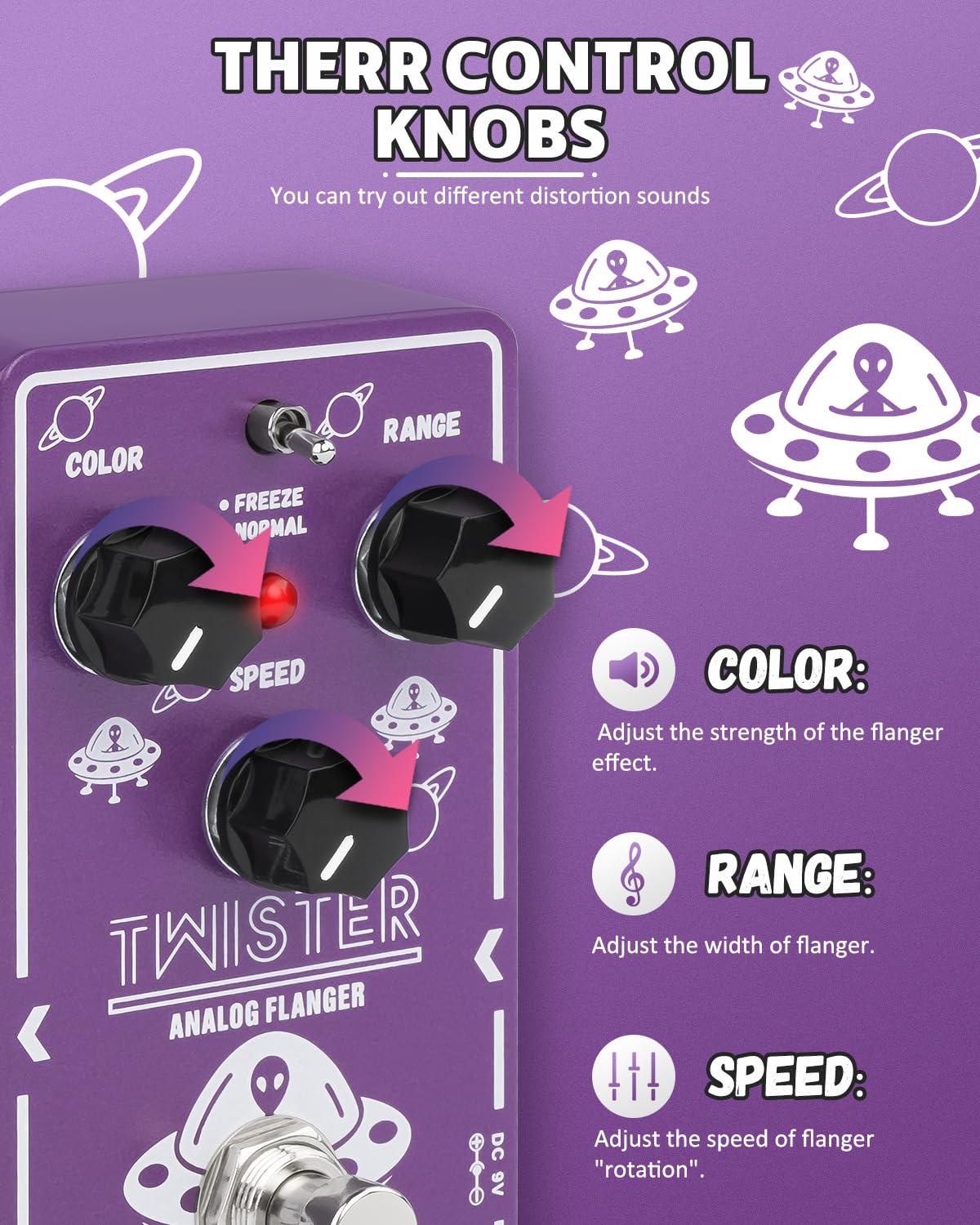 STRICH TMISTER Flanger Guitar Pedal for Analog Effect Pedals, 2 Modes, Best Retro Sound Effect, Classic Metallic Flanger Sounds