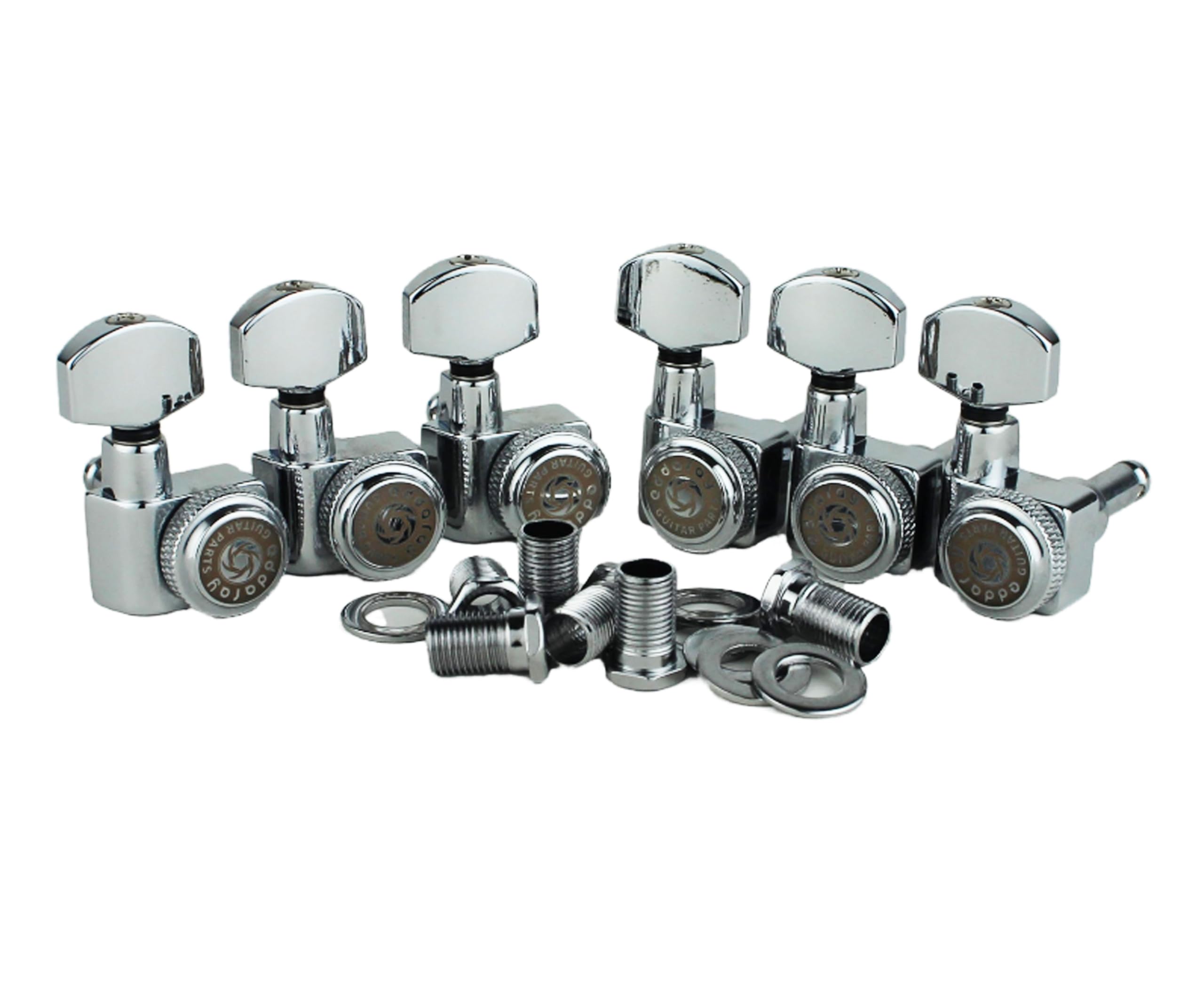 Eddaray 6 In-line Guitar Locking Tuners, 1:18 Gear Ratio Lock String Tuning Key Pegs Machine Heads Replacement, Chrome