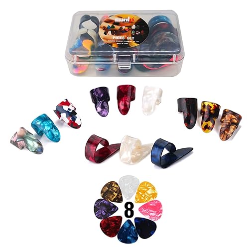 Thumb Finger Picks Plectrum With Plastic Picks Case, 1 Dozen (3 Pairs) SUNLP Celluloid Guitar thumb finger picks Mandolin Banjo