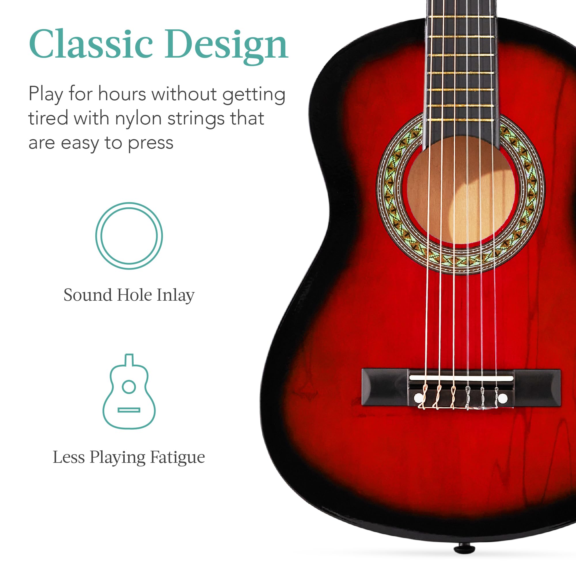 Best Choice Products 30in Kids Acoustic Guitar Beginner Starter Kit with Strap, Case, Strings - Redburst
