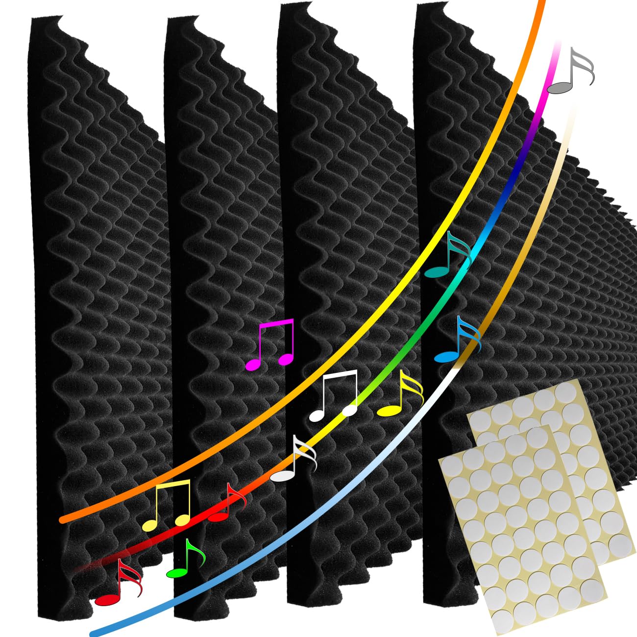 Yaolabjer 4 Pcs Black Acoustic Foam, 48''X 24''X 2'' Egg Crate Foam, Soundproof Foam, Fireproof Studio Foam Panels, Sound Absorb