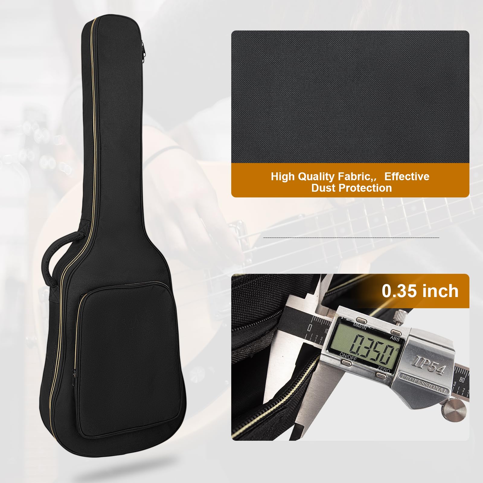 LETSROCK Electric Guitar Bag, Electric Guitar Gig Bag 0.35 Inch Thick Padding Backpack Soft Electric Guitar Bag Dual Adjustable