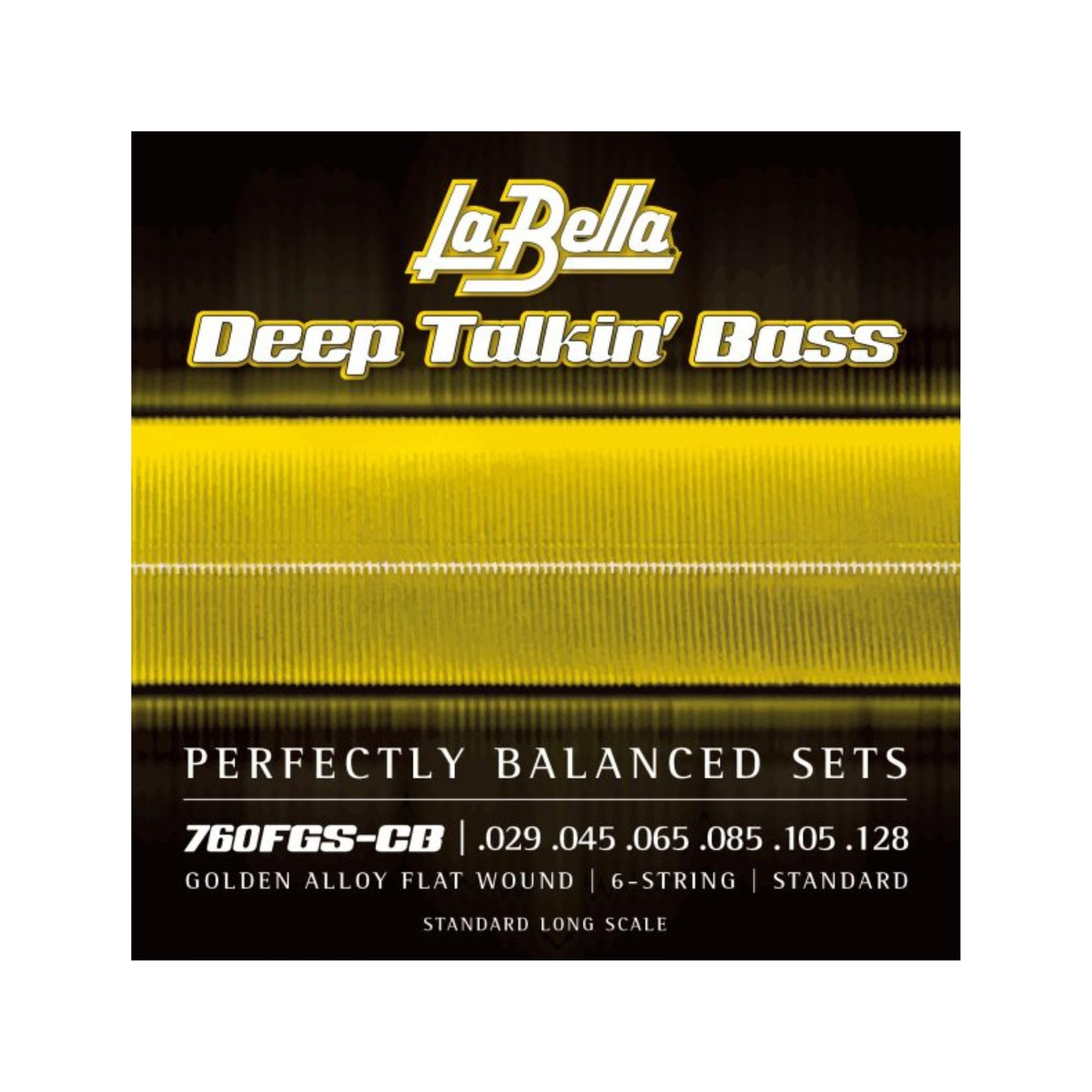 La Bella 760Fgs-Cb Golden Alloy Flat Wound Standard Long Scale Bass Guitar String 29-128