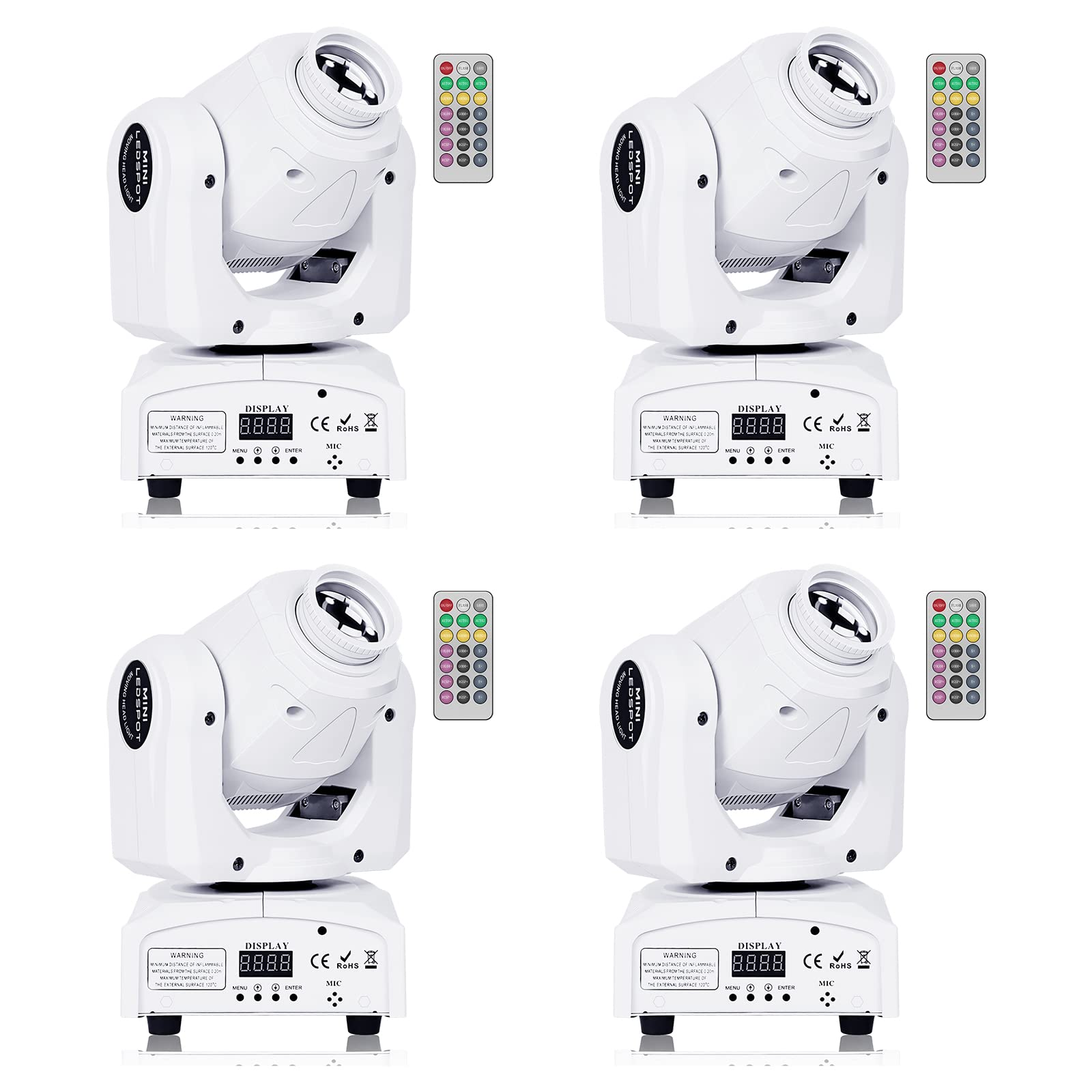 4Pcs Moving Head Lights, Uking White 4Pcs Dj Moving Led Lights 60W Rgbw Stage Light With Remote 8 Gobo 8 Pattern Spotlight By D