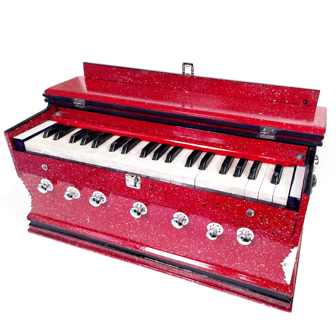 Sg Musical 7 Stopper Double Bellow Harmonium, 39 Keys, Red Glitter Finish