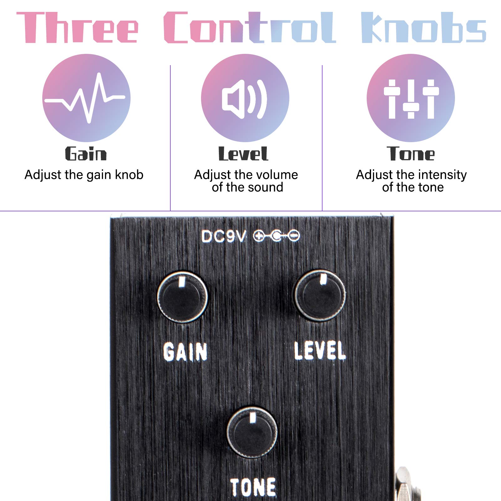 Guitar Pedal, Horse Electric Guitar Effects Pedals Mini Single Type DC 9V True Bypass (Black)