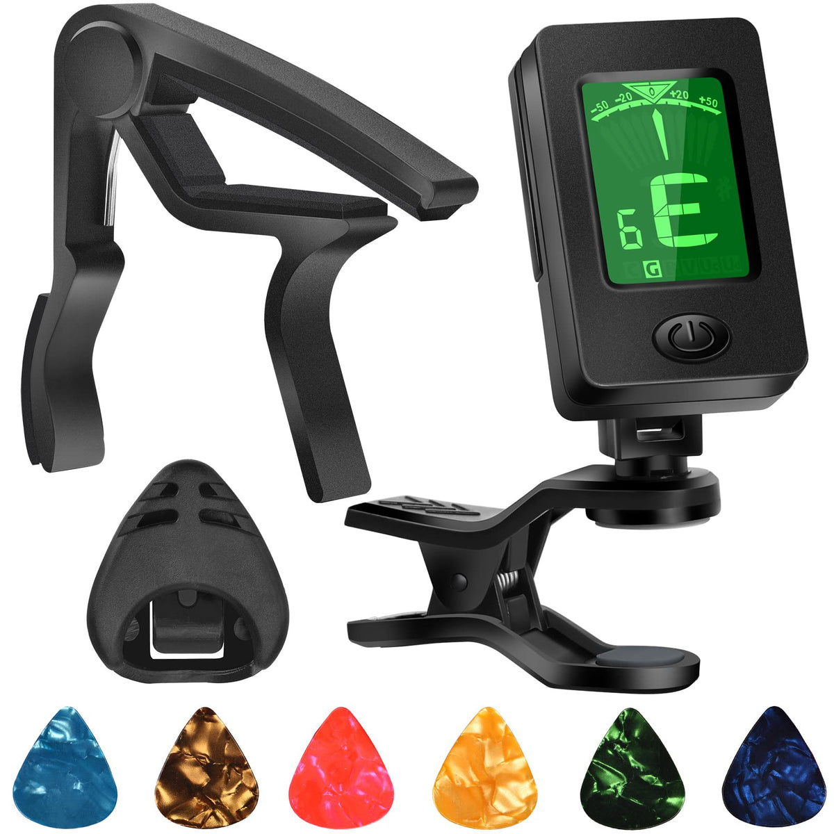 Guitar Tuner, Guitar Accessories With Guitar Picks, Guitar Capo, Capo For Acoustic Guitar, Bass, Buzzing-Free, Quick Release, Gu