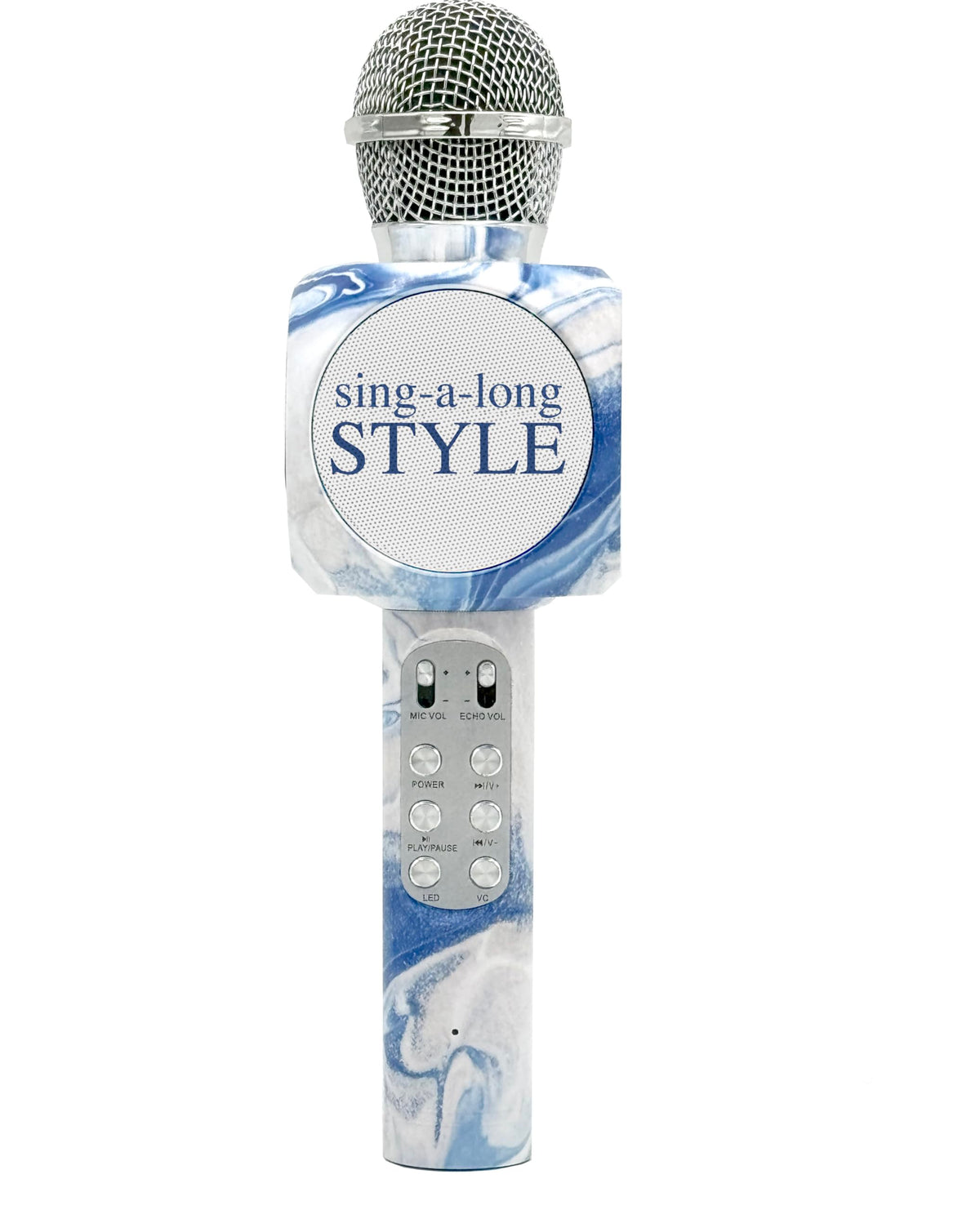 Wireless Express - Sing-Along Bluetooth Karaoke Microphone And Bluetooth Stereo Speaker, Swirl Edition, All-In-One (Swirl Blue)