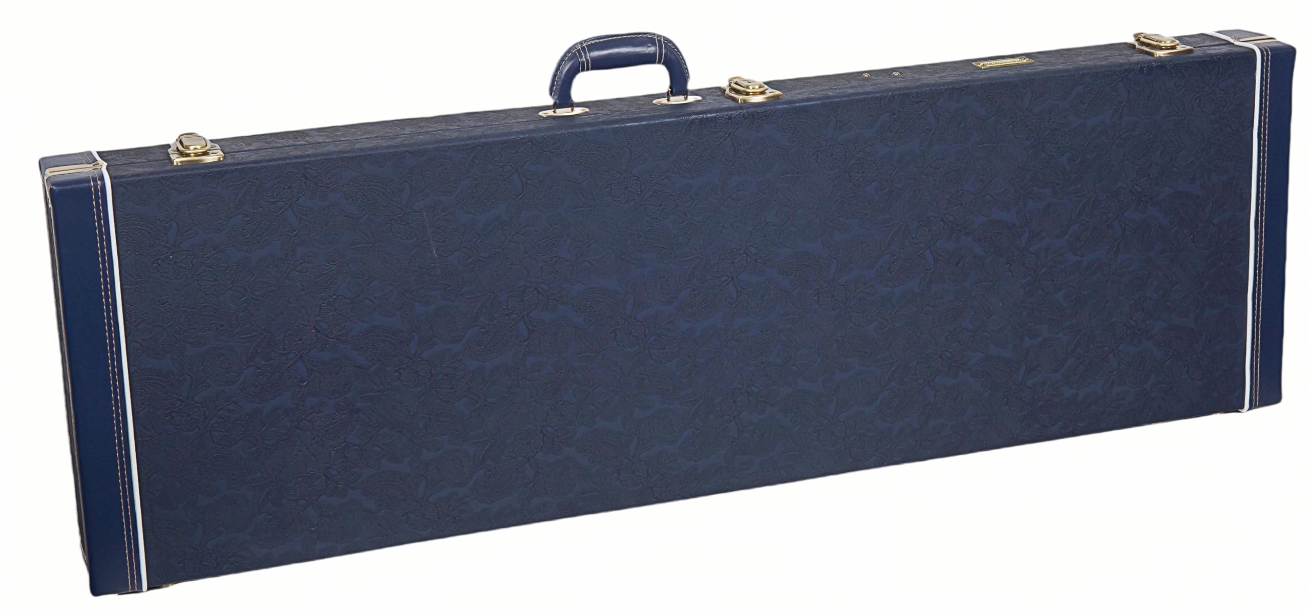 Crossrock Relief Series Bass Guitar Case for Fender Precision & Jazz | Carved Ocean Blue Finish, Deep Scarlett Velvet Interior,