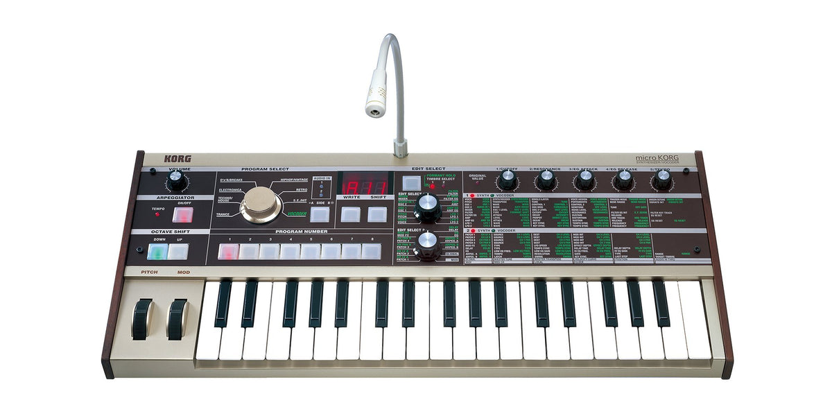 Korg Microkorg Compact Analog Modeling Synthesizer W/Vocoder Mini Mic, 4 Voices And 6-Step Arpeggiator