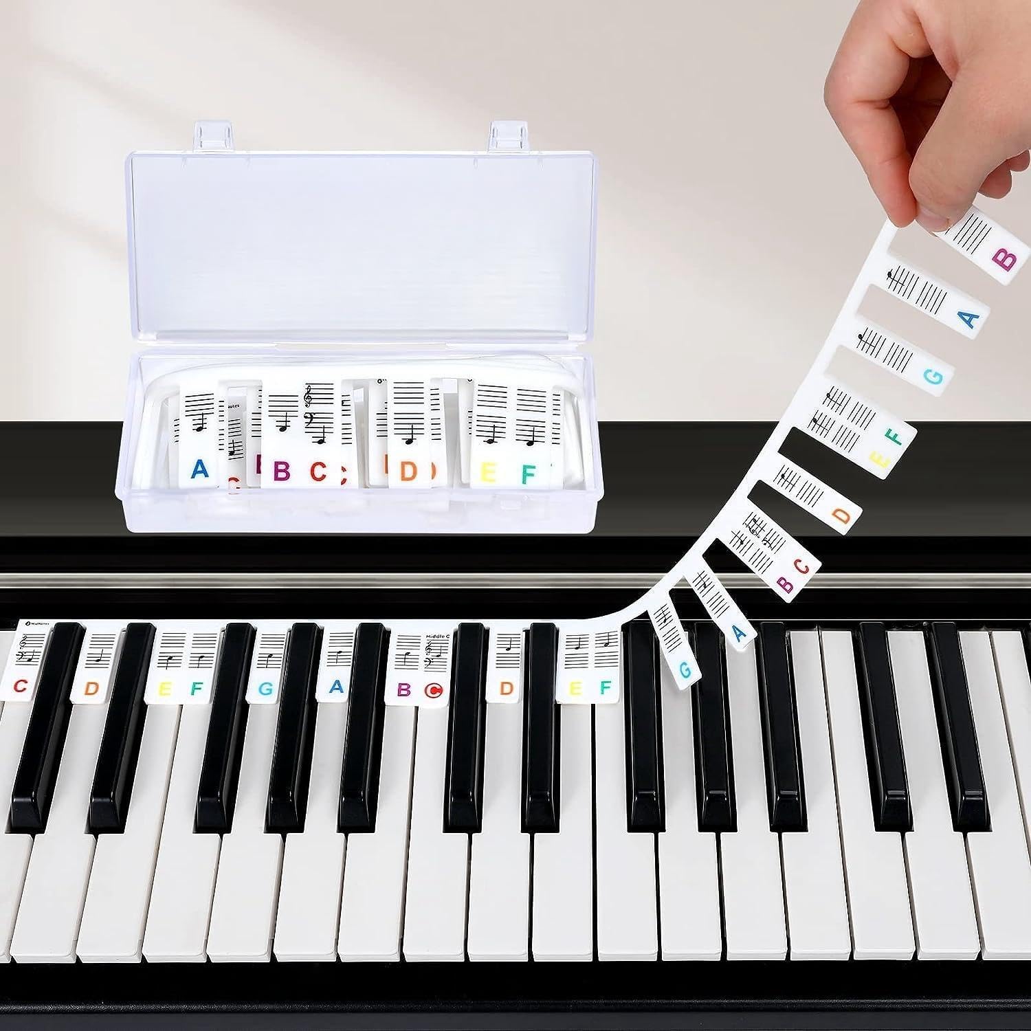 DIANZHU Removable Piano Keyboard Note Labels for 88 Keys, Silicone Material, Colorful, No Paste Required, Reusable Piano Notes G