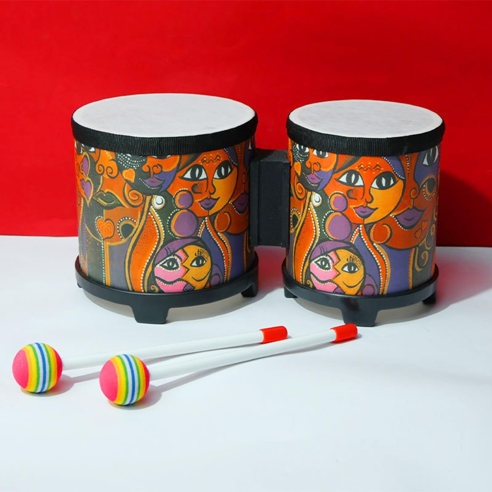 Tredynest 5 And 6 Bongo Drum Set With Wood Drumsticks For Girls Boys Birthday Gift Face | Musical Toy | Musical Instruments