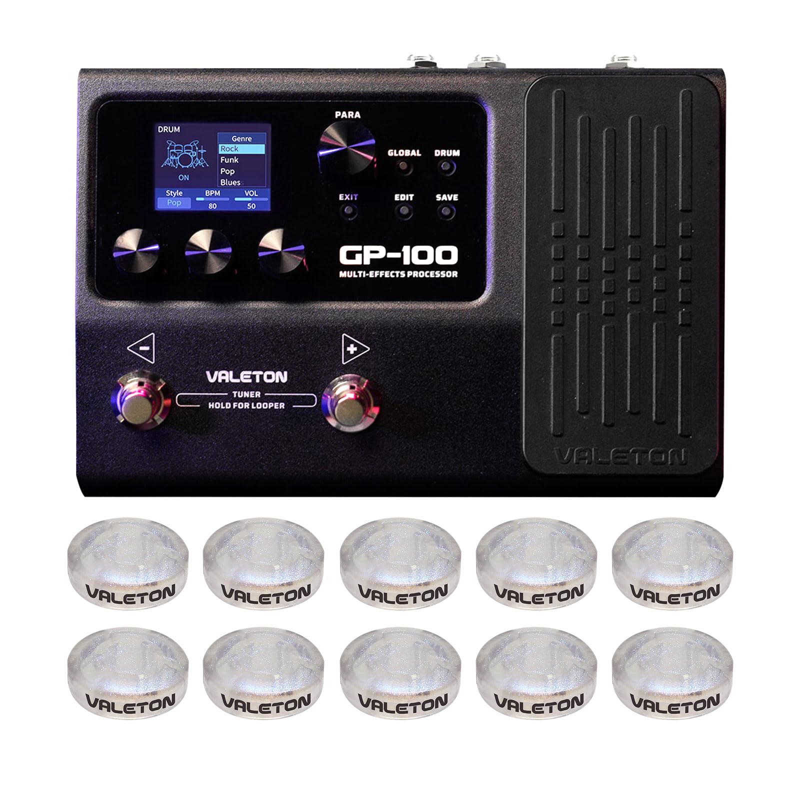 Valeton Multi-Effects With Expression Pedal Guitar Bass Amp Modeling Ir Cabinets Simulation Multi Language Stereo Otg Usb Audio