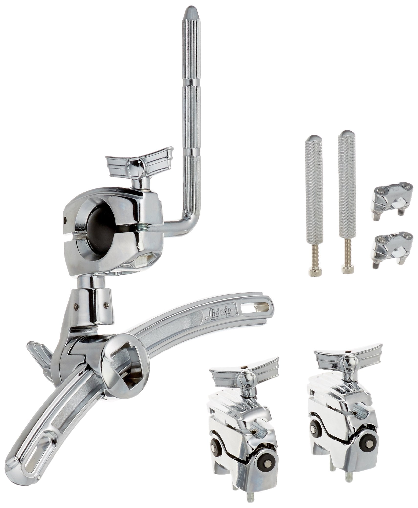 Ludwig LAC2983MT Atlas Arch Rail Mount with Two LAPAM1 Brackets | Percussion Drum Set Mounting Hardware | Drum Rail Mount for To