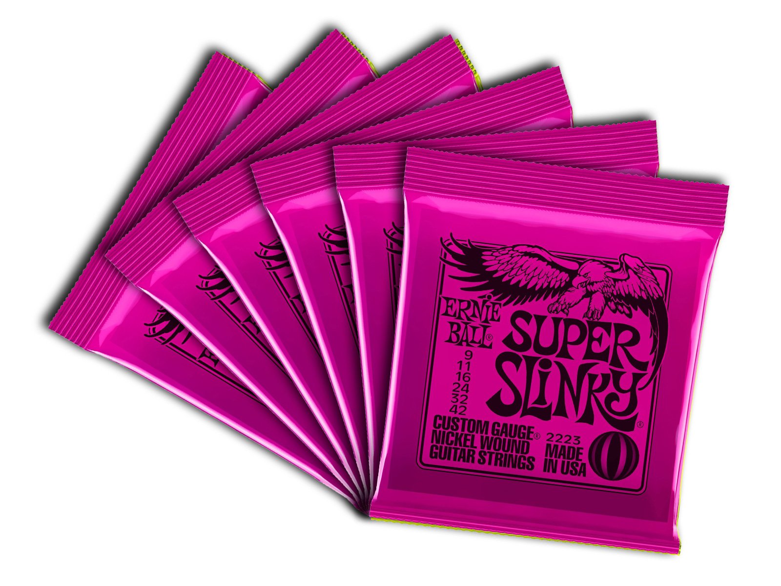 Ernie Ball Super Slinky Nickel Wound Electric Guitar Strings 6 Pack - 9-42 Gauge