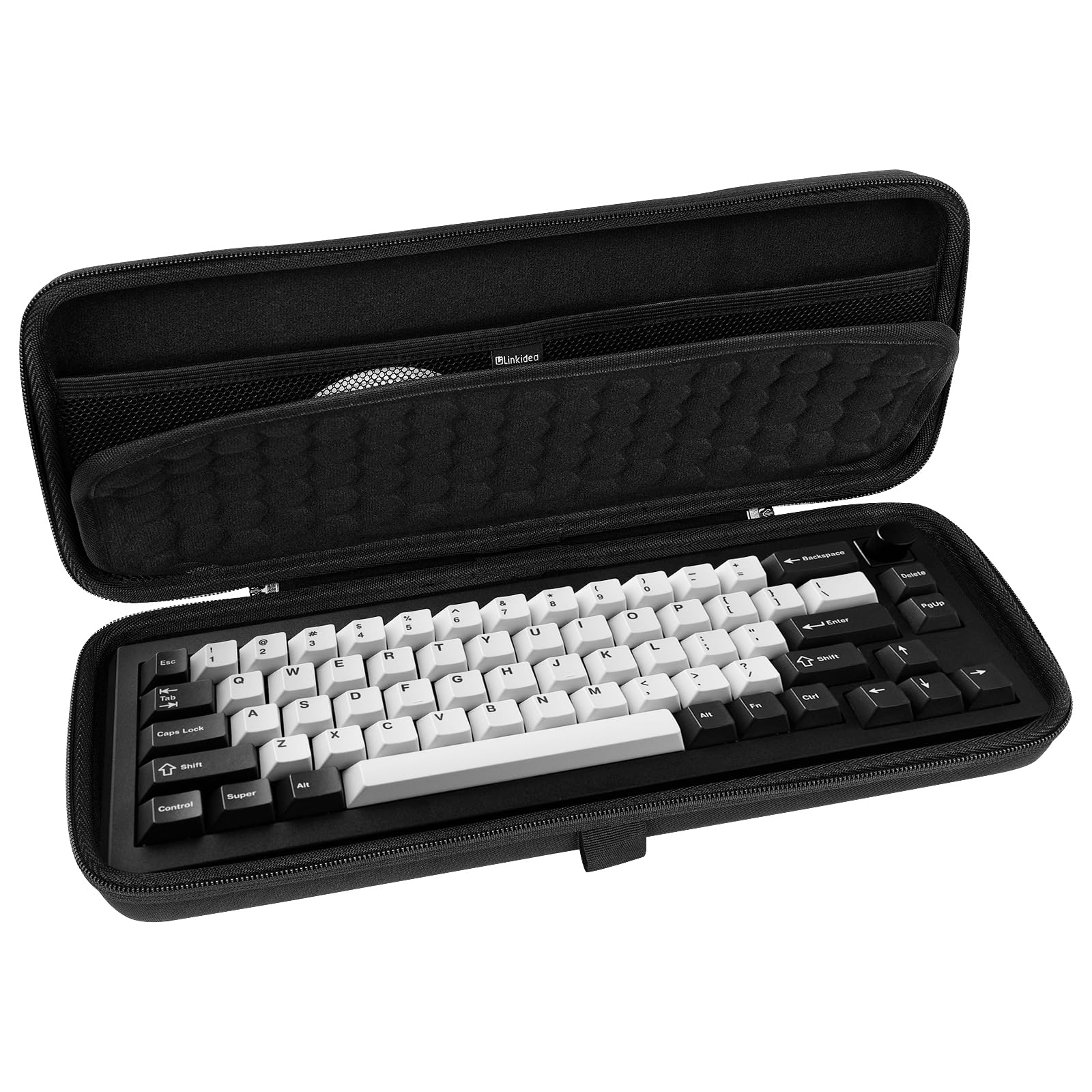 Linkidea Hard Travel Case for Compact 65% Keyboard, Computer 68 Key Wireless/Wired Keyboard Carrying Storage Box Bag, Compatible