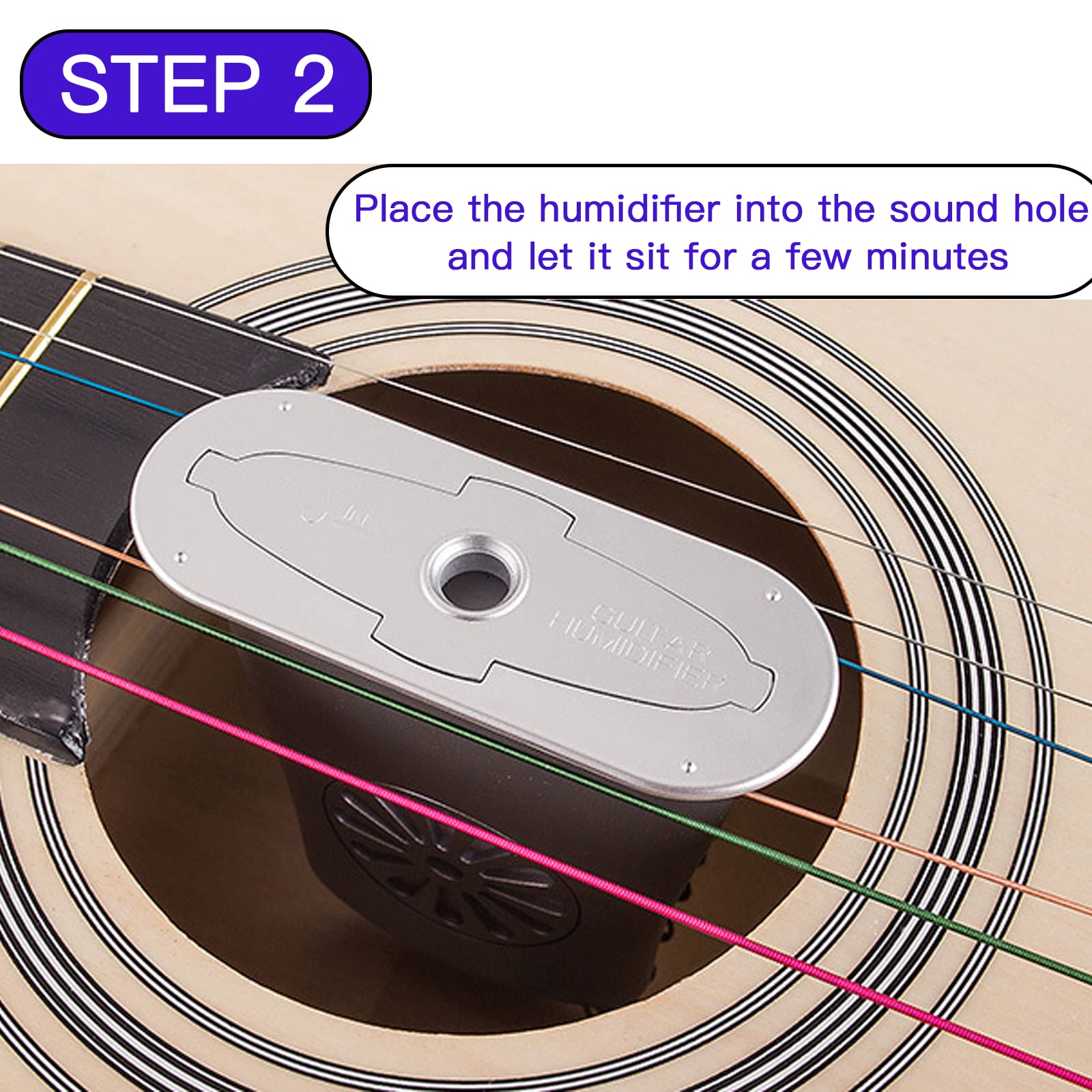 Cheerock 4Pcs Silver Guitar Soundhole Humidifier Silent Running Guitar Maintenance Tool for Acoustic Guitar