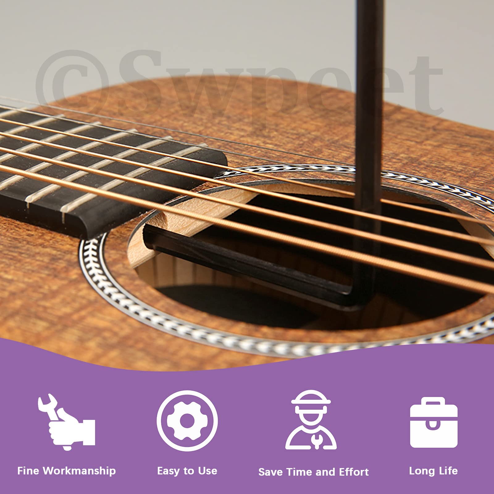 Swpeet 13Pcs Guitar Allen Wrench Set, Including 9Pcs Allen Wrench, 7mm & 8mm Truss Rod Hex Box Wrenches and 4mm & 5mm Ball End T