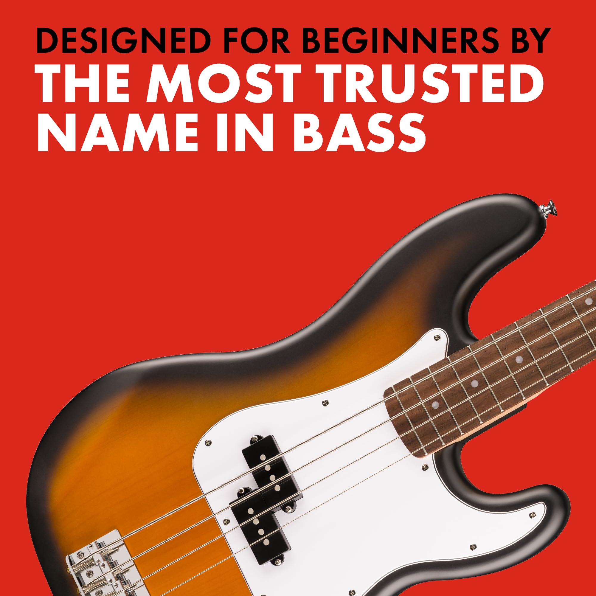 Fender Squier Debut Series Precision Bass Guitar, Beginner Guitar, with 2-Year Warranty, Includes Free Lessons, 2-Color Sunburst