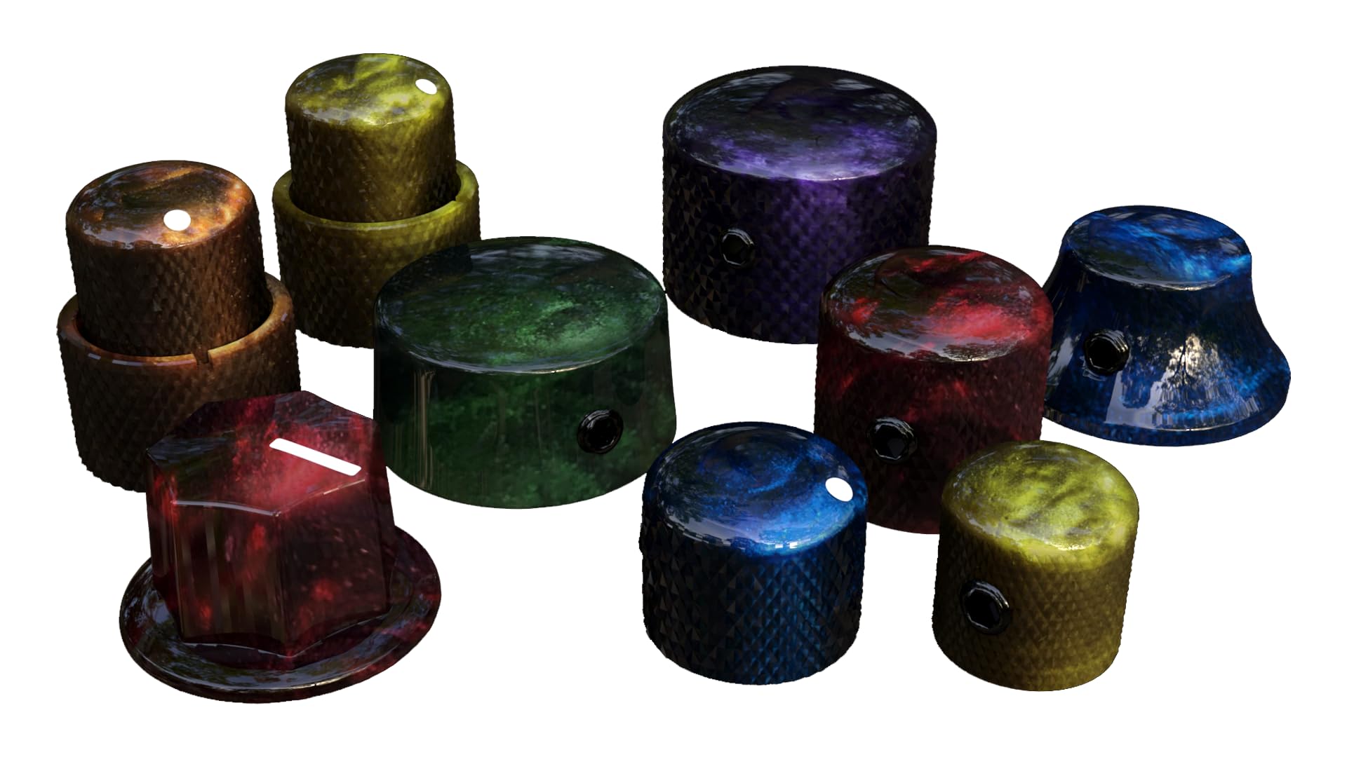 Xentric Guitars - AUTUMN PEARL Series 6mm Resin Dome Knobs (3 Knobs, Purple Autumn Pearl)