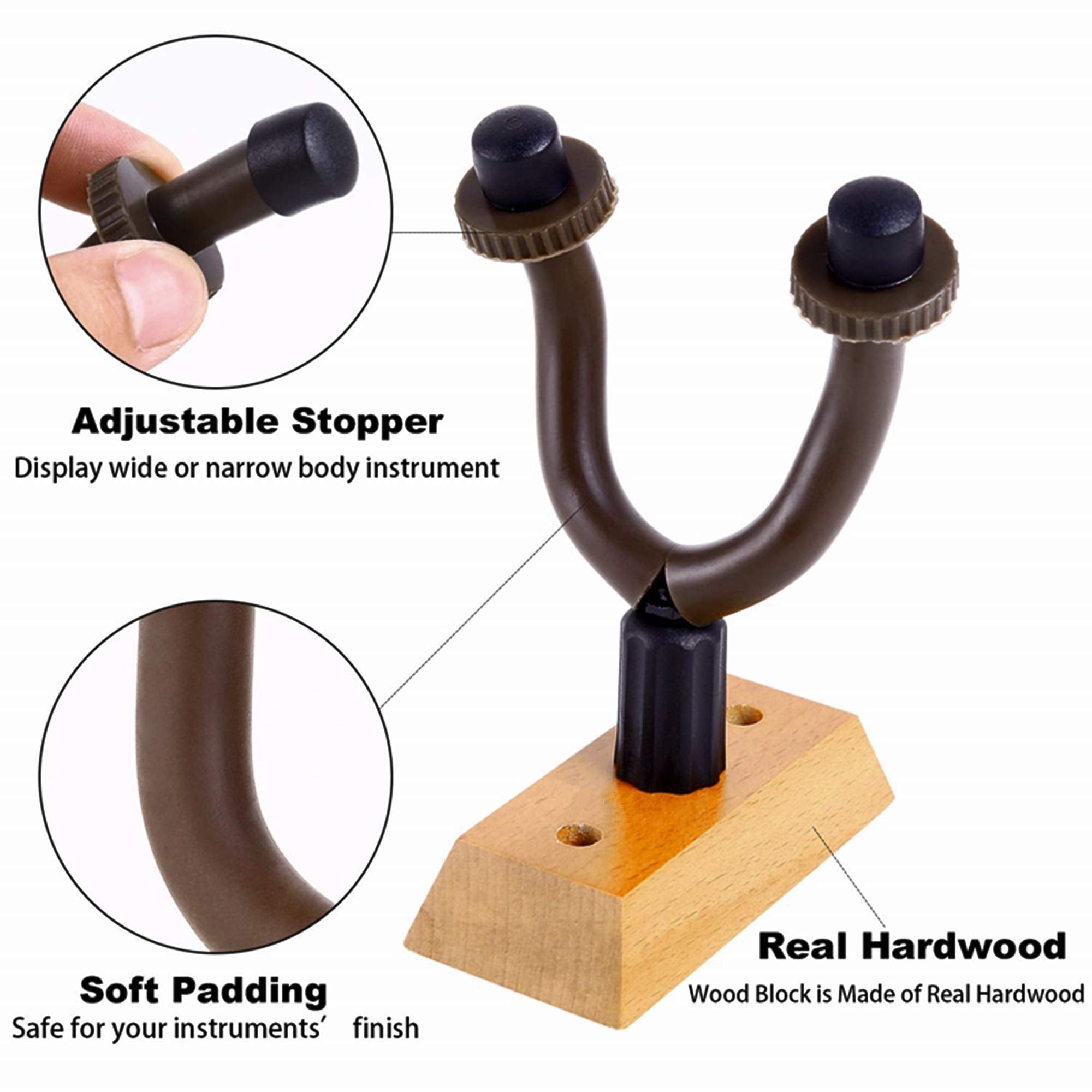 CC CAIHONG Guitar Hanger Wall Mount 2 Pack, Guitar Wall Hangers Hooks Holder Stand Wood Display with Screws - Easy to Install -