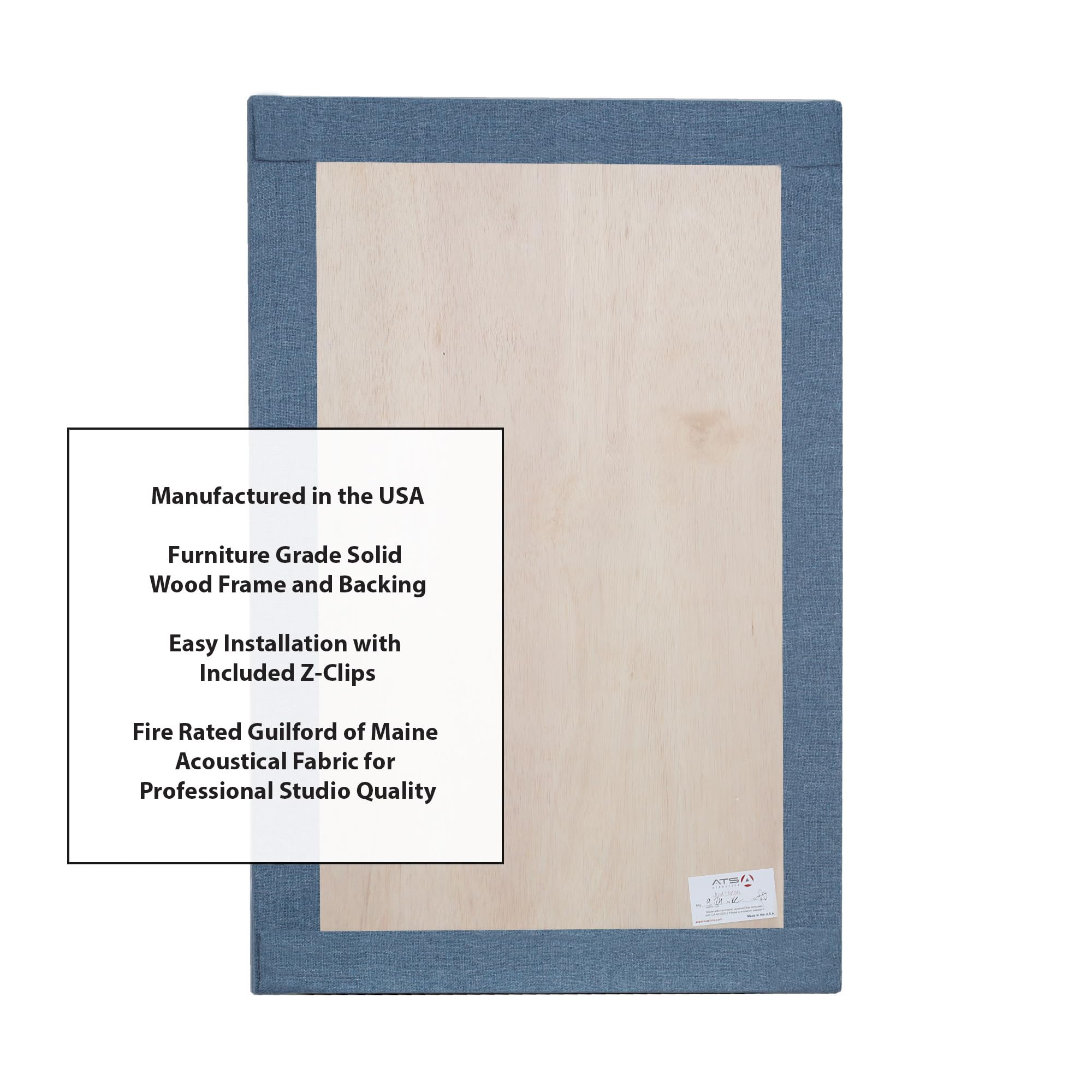 ATS Acoustics Sound Absorbing Acoustic Panel Fire Rated Professional Studio Quality 24'' x 36'' x 2'' (Light Blue)