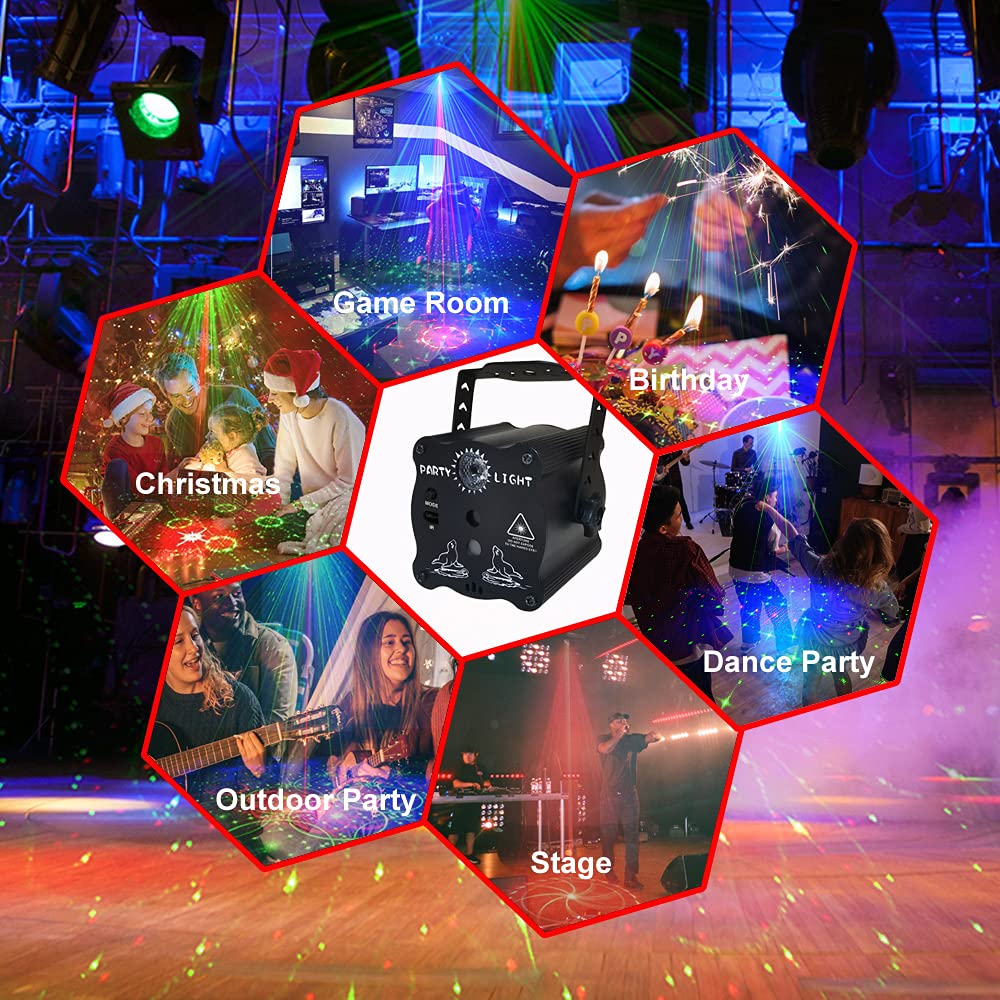 Laser Lights for Party - Laser Light Show Projector for Christmas Halloween, Disco Ball DJ Lights, Sound Activated Strobe Light