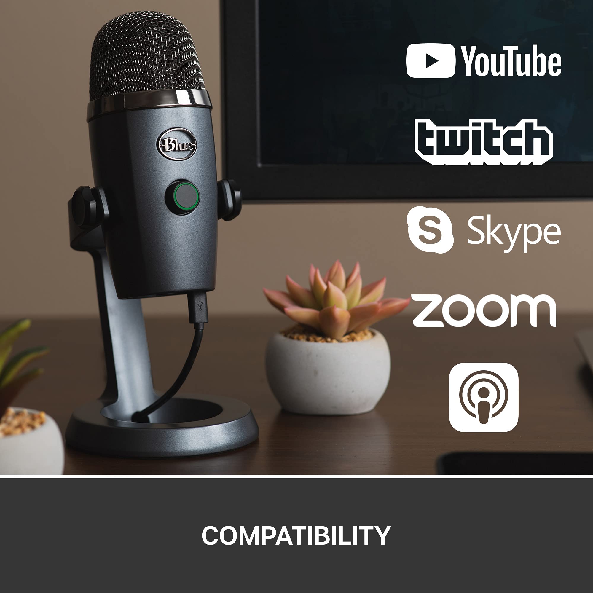 Logitech for Creators Blue Yeti Nano USB Microphone for Gaming, Streaming, Podcasting,Twitch, YouTube, Discord, Recording for PC