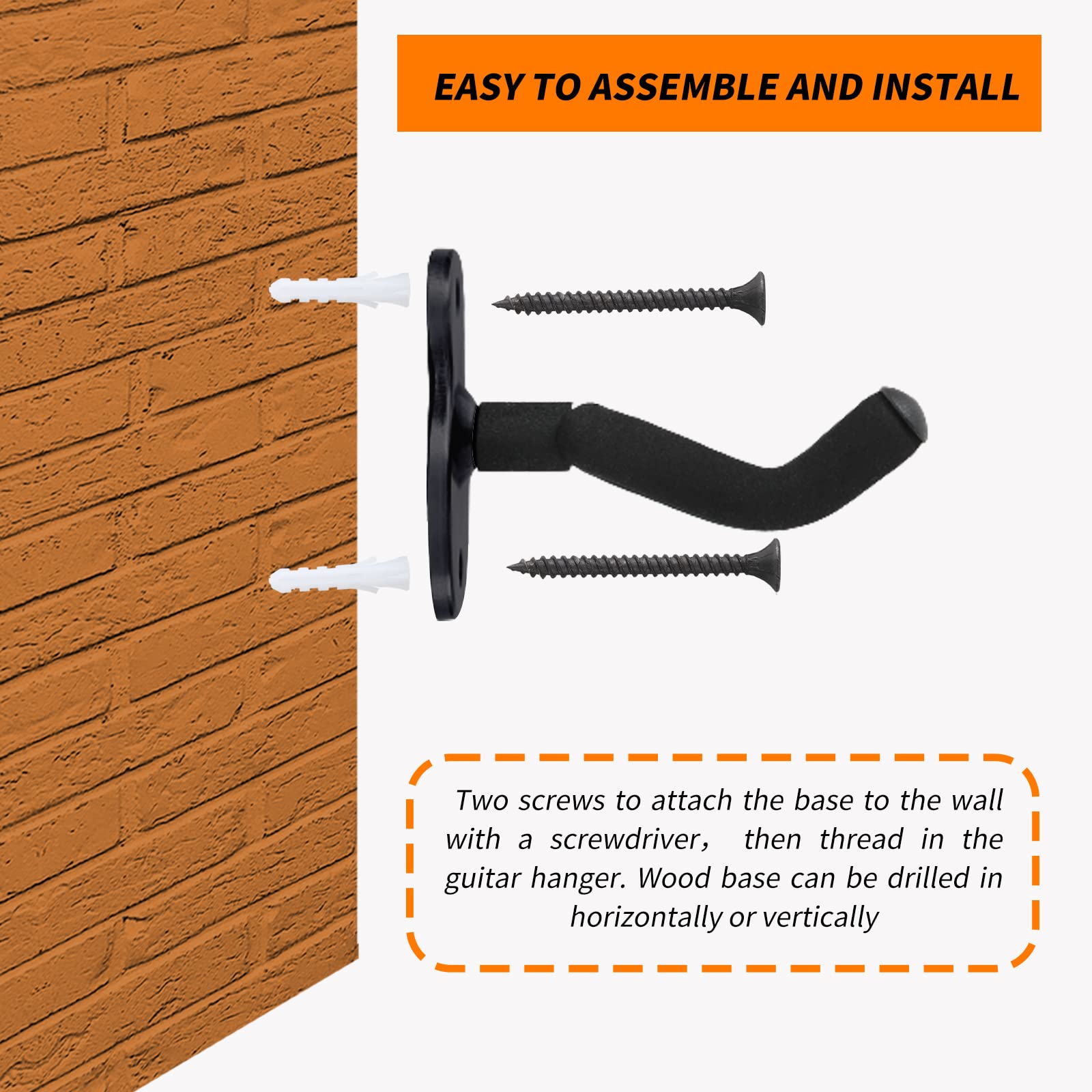 Guitar Wall Mount,Ukulele Hanger Hook Holder Stand Guitar Hangers Hooks for Acoustic Electric Bass Guitars and Ukulele (3 Set)