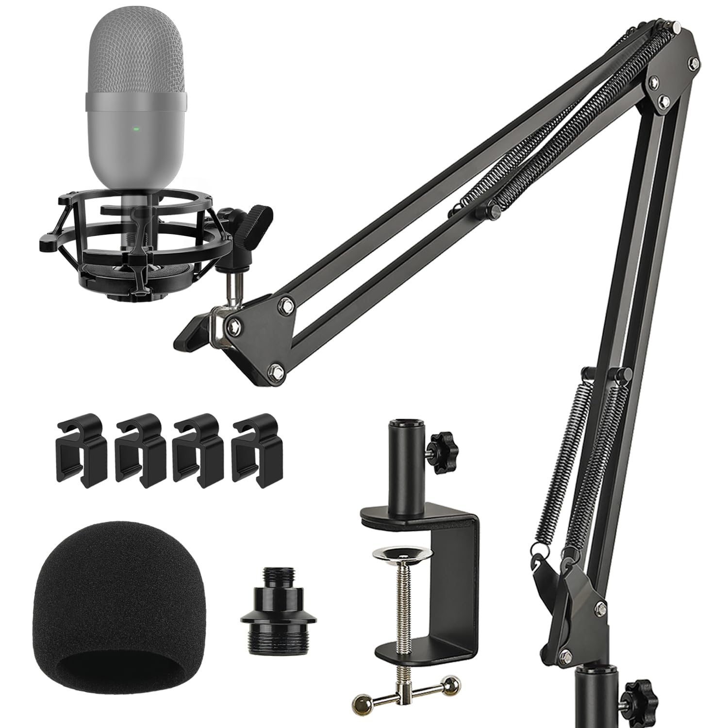 Razer Seiren Mini Boom Arm Mic Stand With Pop Filter, Shock Mount, Upgraded Heavy Duty Clamp, Adjustable Suspension Scissor Boom