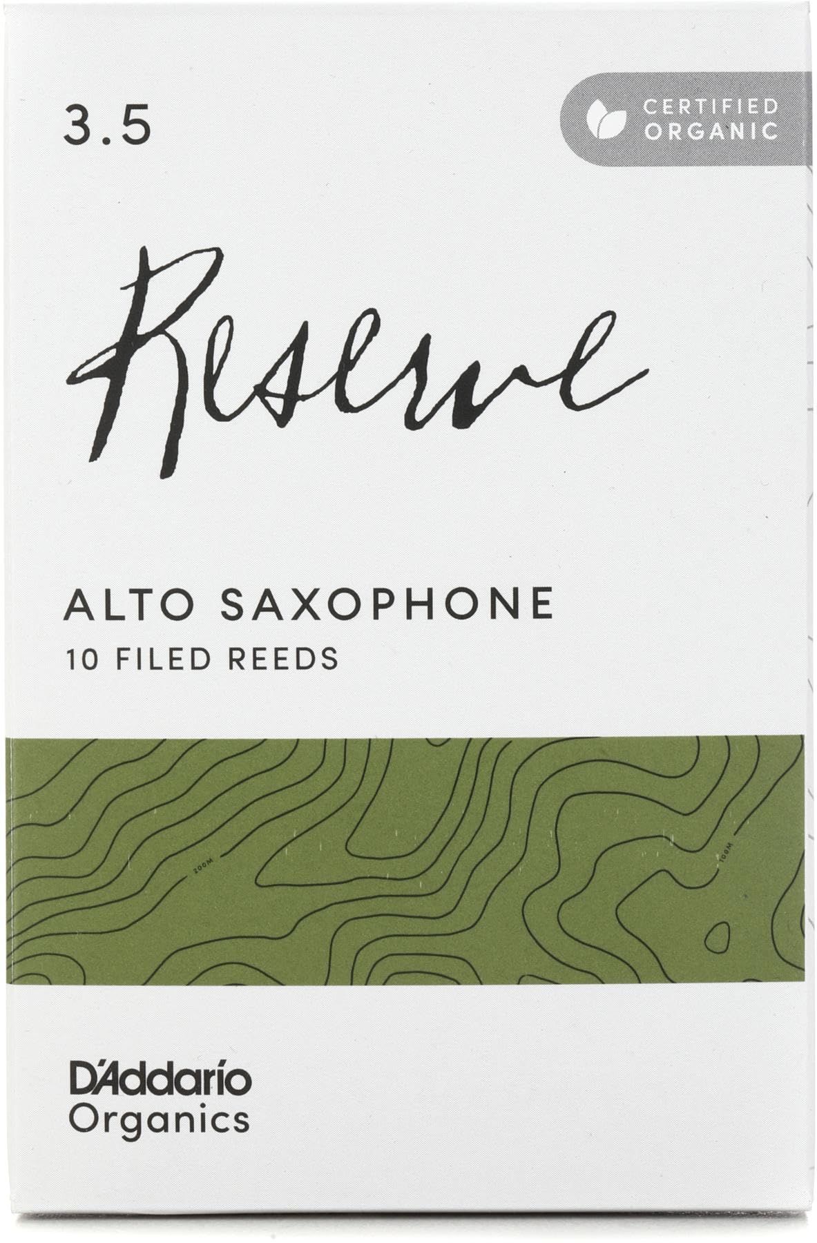 DAddario Organic Reserve Alto Saxophone Reeds - Filed, Strength 3.5, 10-Pack