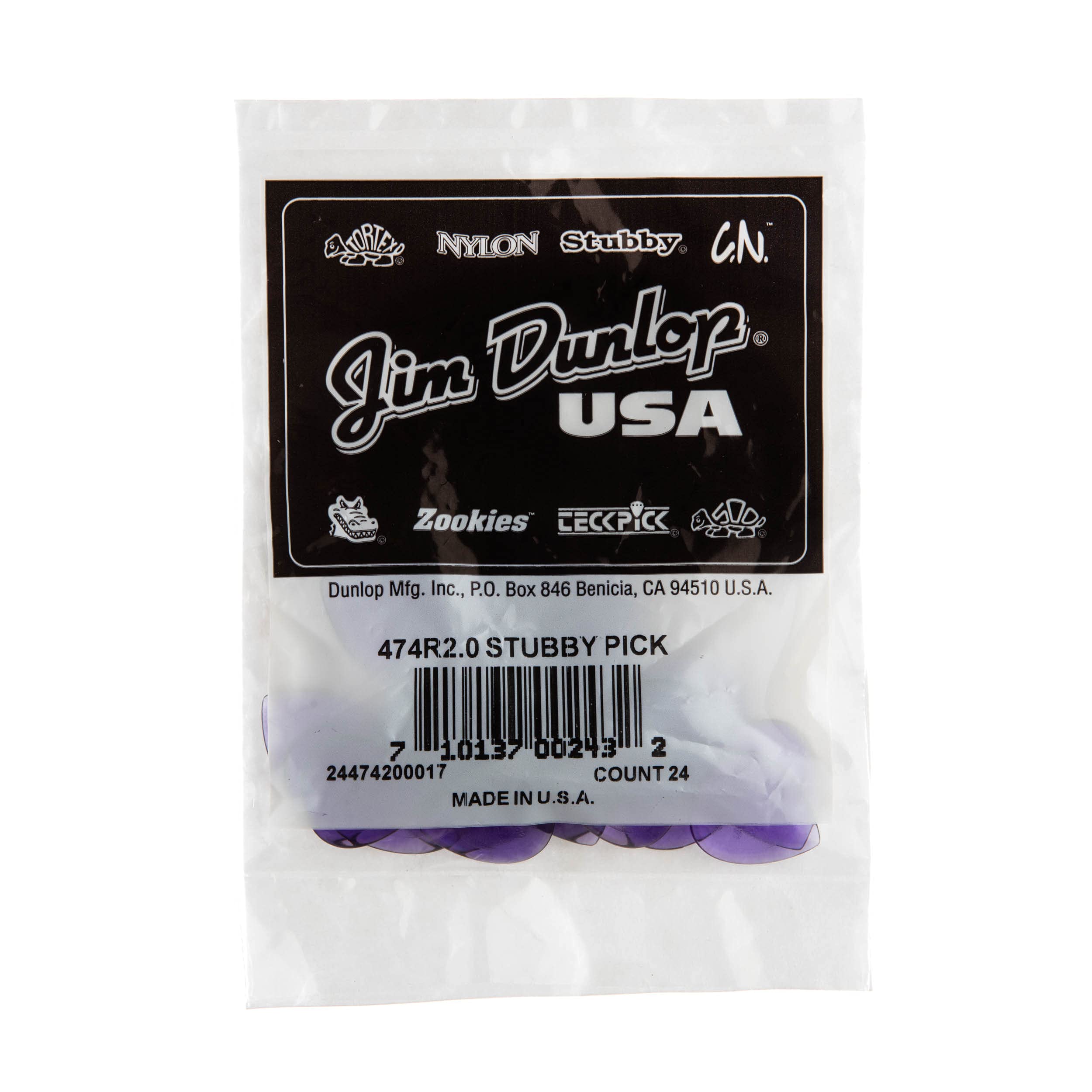 Dunlop Stubby, Light Purple, 2.0mm, 24/Bag (24474200017)